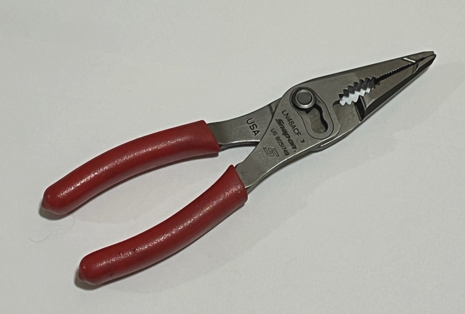 Snap On LN46ACF Long Nose Slip Joint Soft Grip Pliers 7″ Long USA NICE