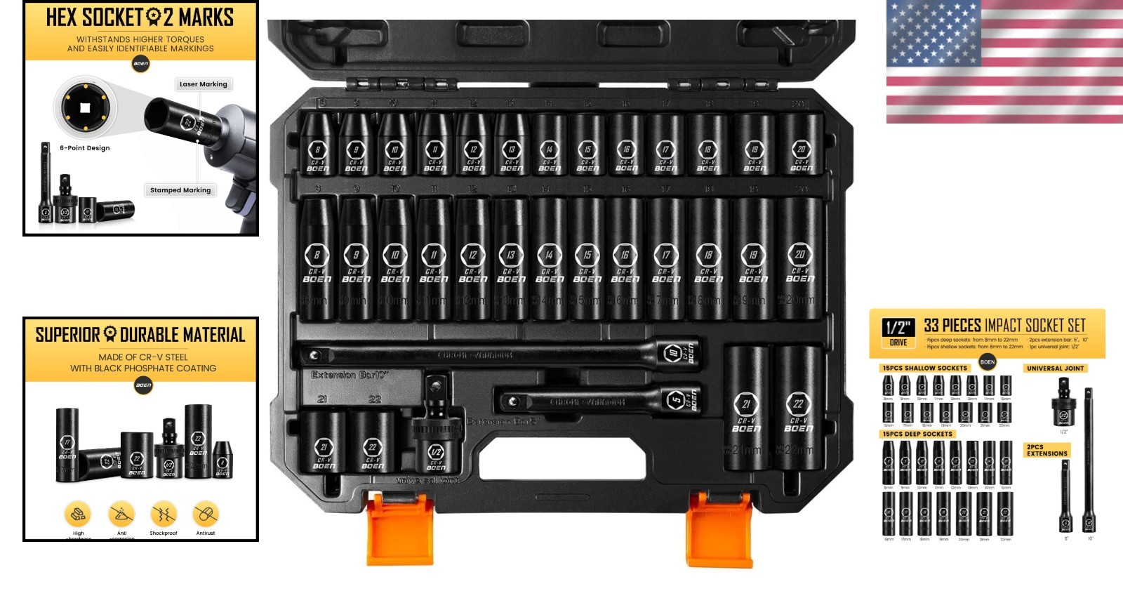 Essential 1/2″ Drive Socket Set – 33 Piece Deep & Shallow