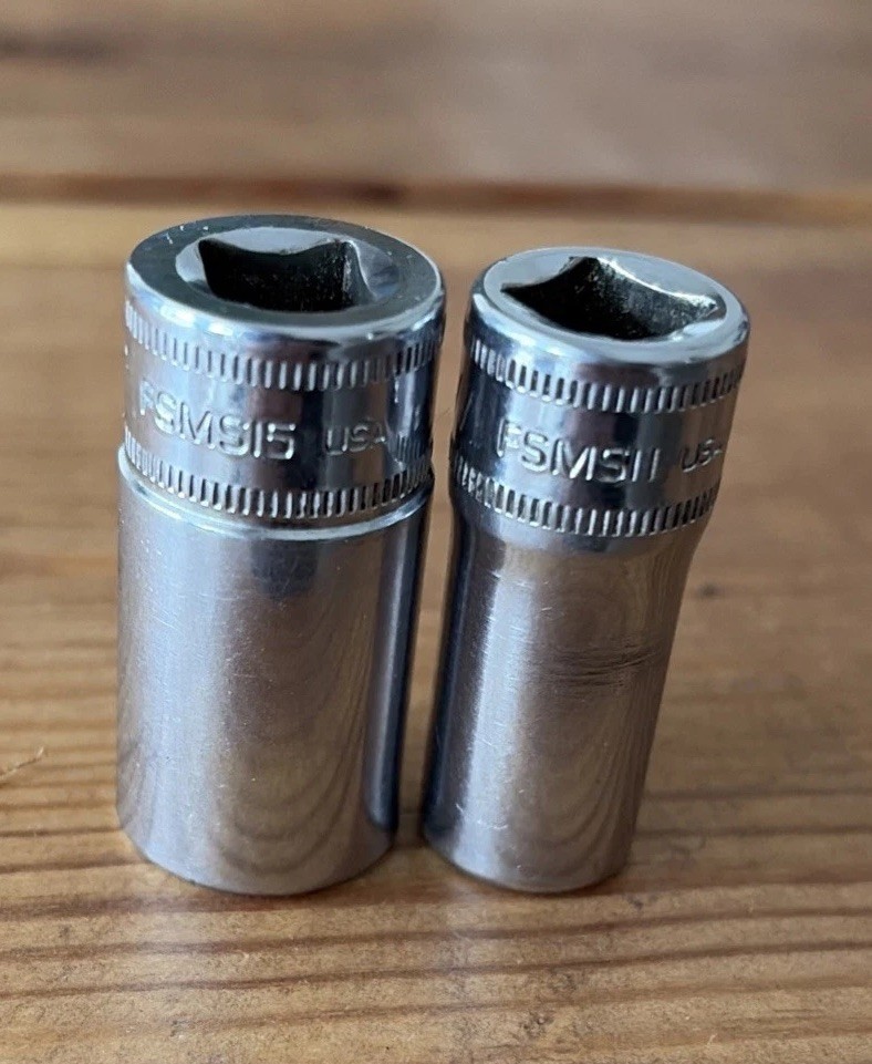 Snap-on Tools USA Drive 11mm & 15mm Chrome Socket FSMS11 & FSMS15 USED CONDITION