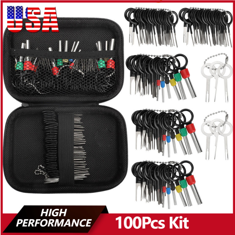 100pcs Pin Ejector Wire Kit Extractor Connector Puller Car Terminal Removal Tool