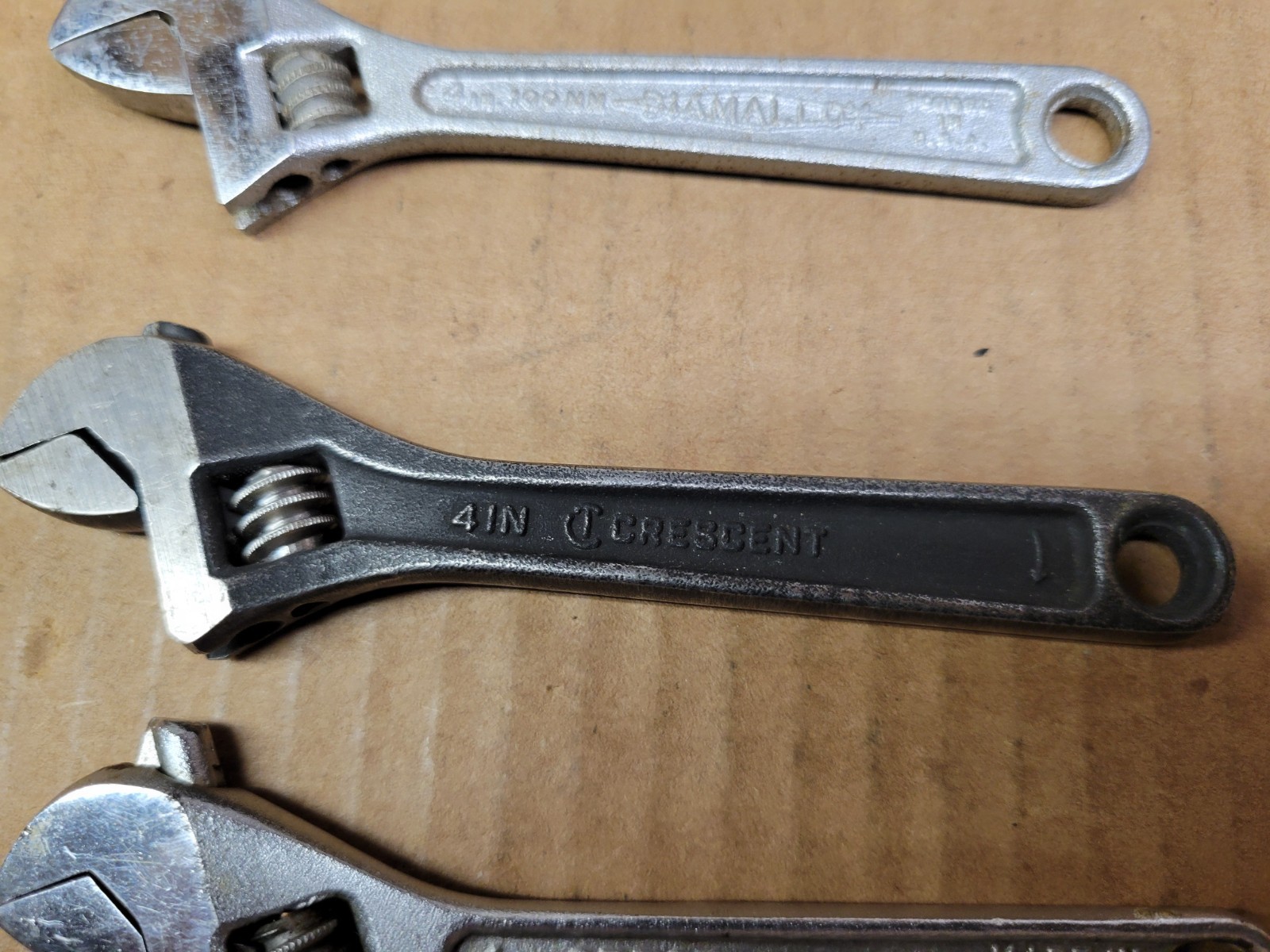 4-Piece 4″ Adjustable Wrench Lot Diamond Crestology Crescent Vanadium Super