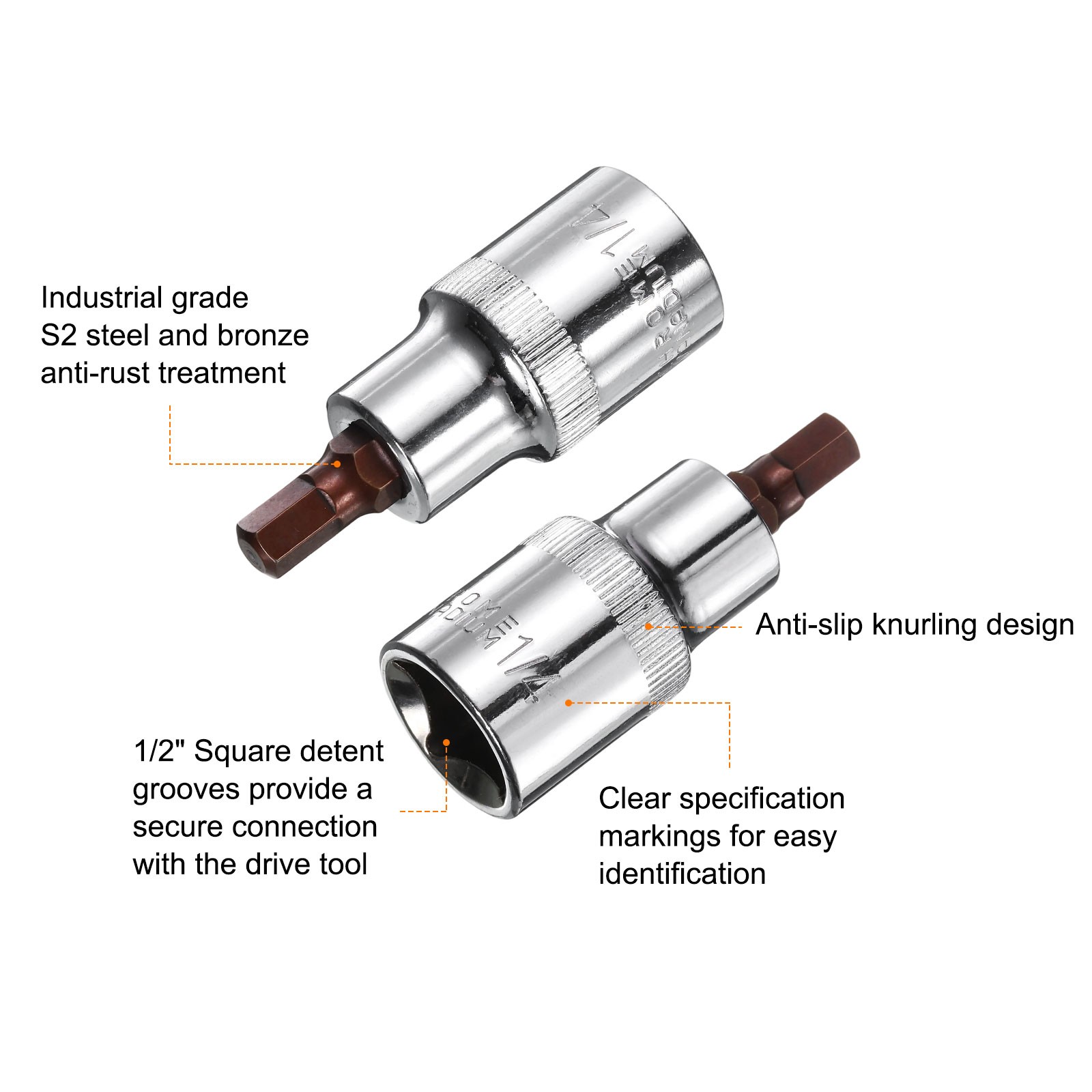 1/4″ Steel Hex Bit Socket 1/2″ Square Drive SAE Extension Impact Bit