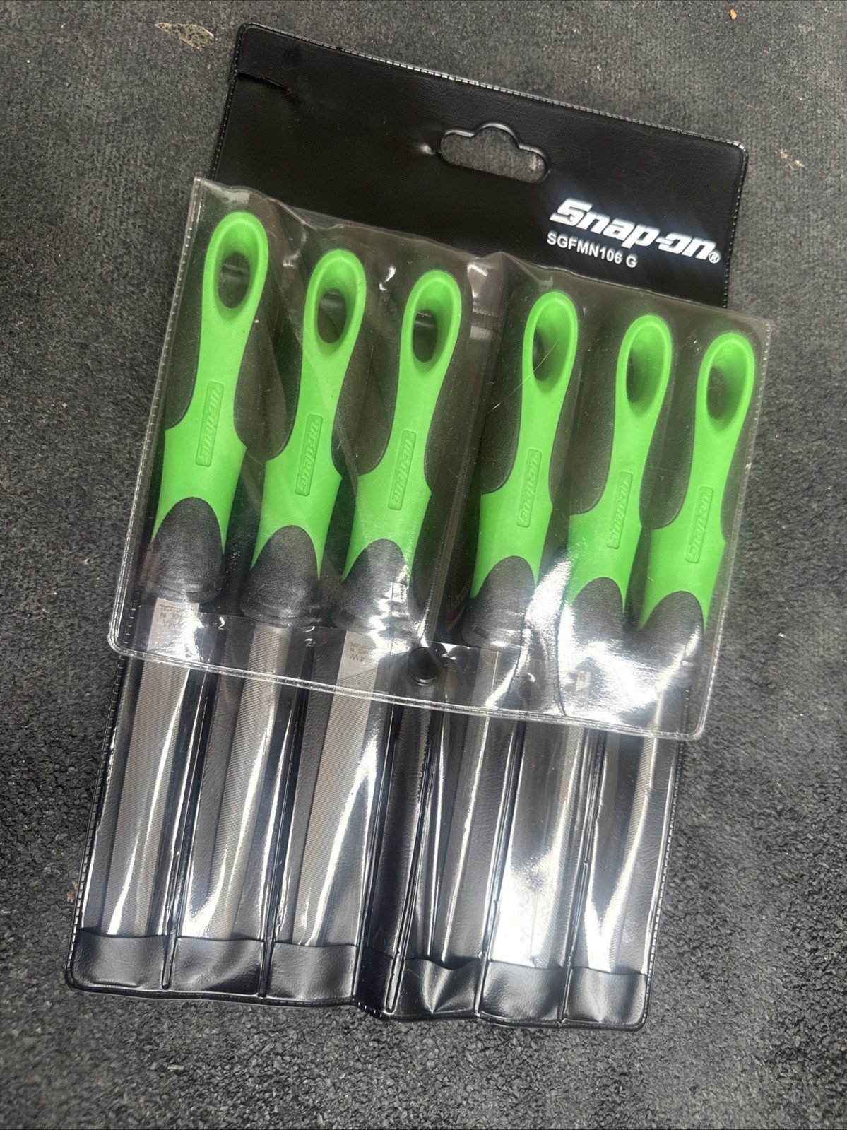 For SNAP ON TOOLS 6Pc GREEN Soft Grip Handle Miniature File Set SGFMN106 G