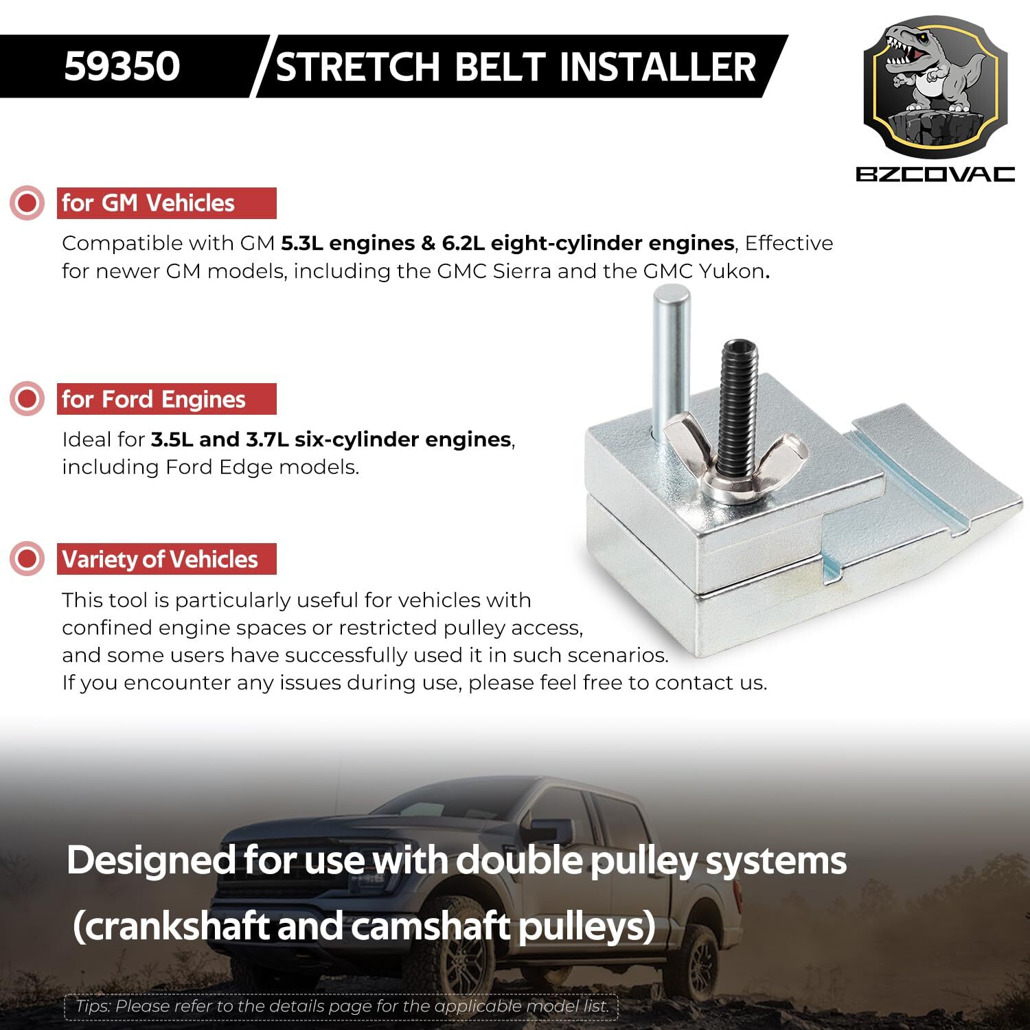 59350 Stretch Belt Installer Compatible with 2011 & Newer Ford,2019 & Newer GM
