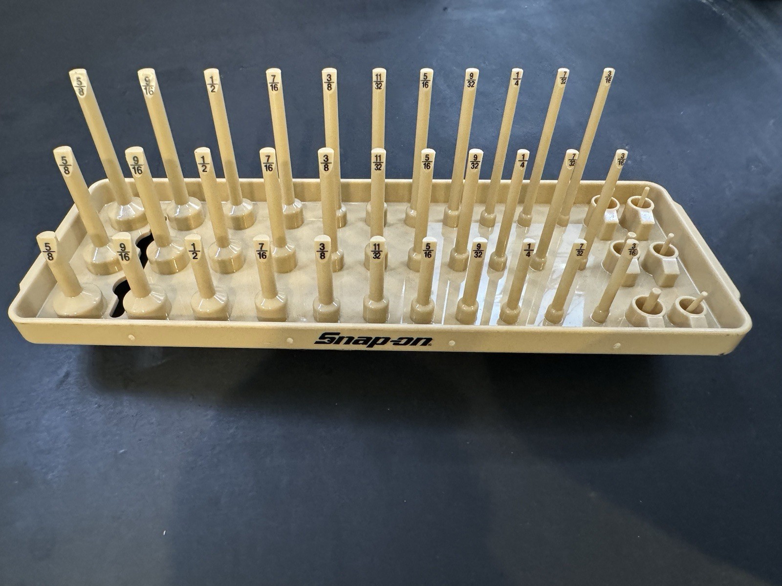 🟤 NEW Snap-On 1/4” SAE 3-Row Post-Style Socket Tray Holder – COMBAT TAN