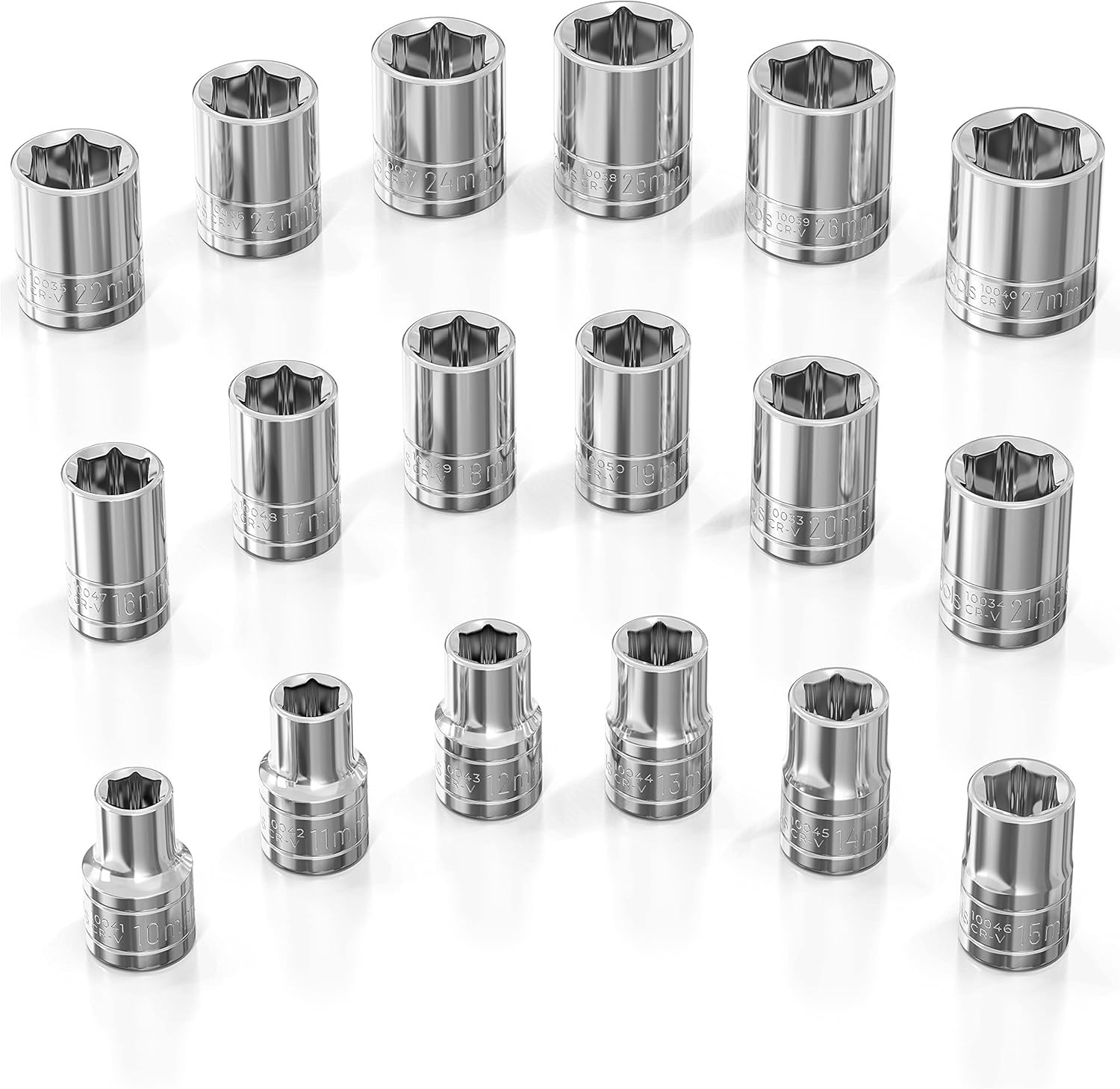 18pc Metric Shallow Socket Set – Chrome Vanadium