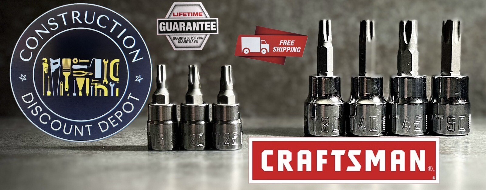 CRAFTSMAN HAND TOOLS 7pc 1/4 3/8 dr Torx / Star bit ratchet wrench socket set