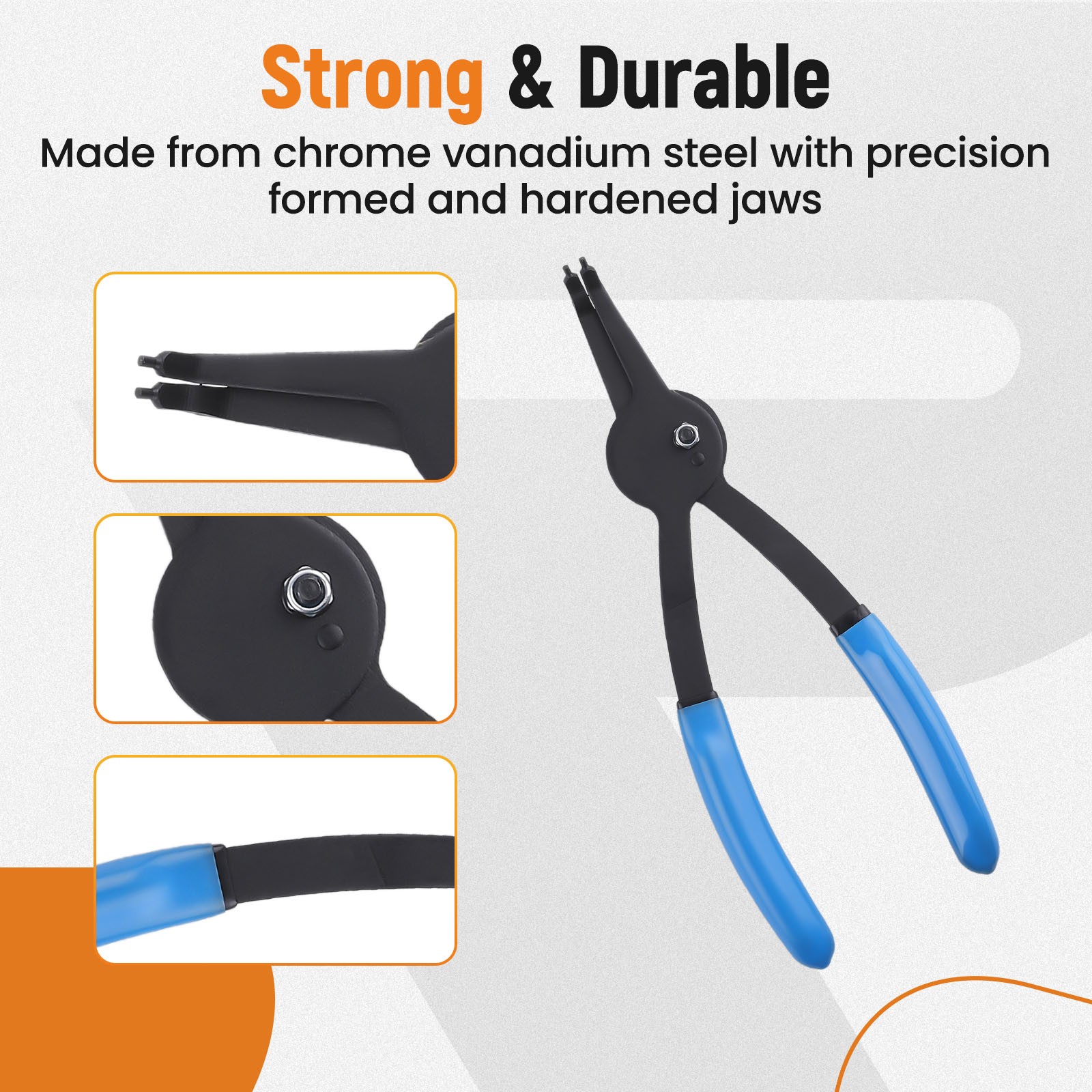 12pcs Kit Retaining Snap Ring Pliers Set Heavy Duty Fixed Tip 9inch Tip Pliers