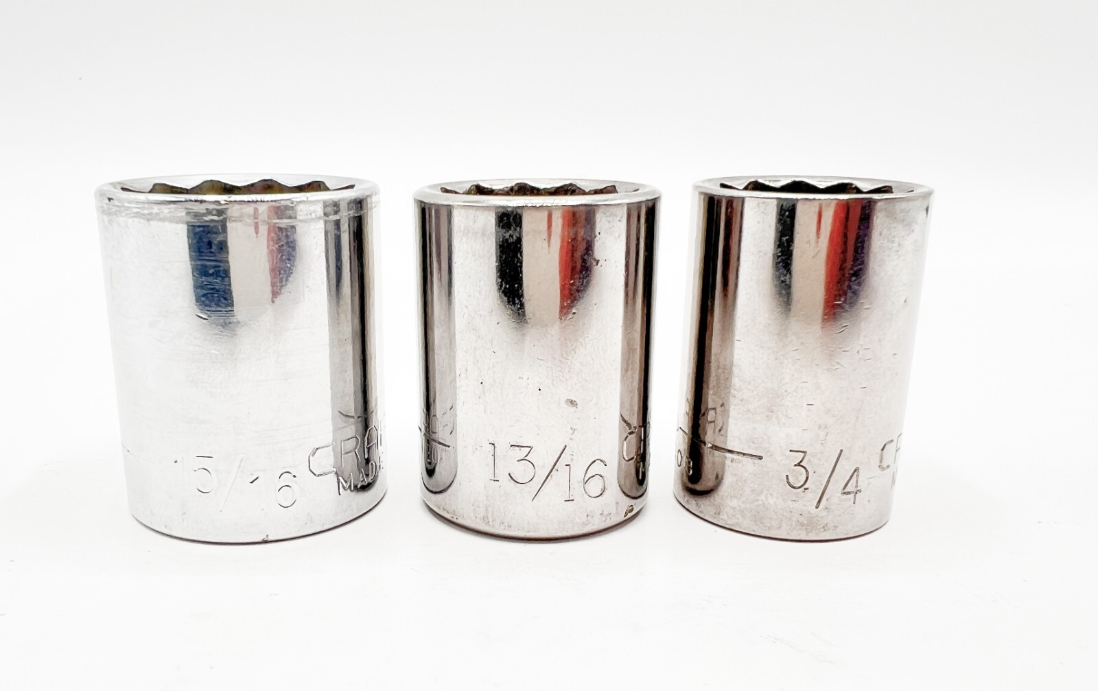 CRAFTSMAN 3-Piece, 1/2″ Drive, 12 Point, SAE Shallow Sockets 5/16″ 13/16″ + 3/4″