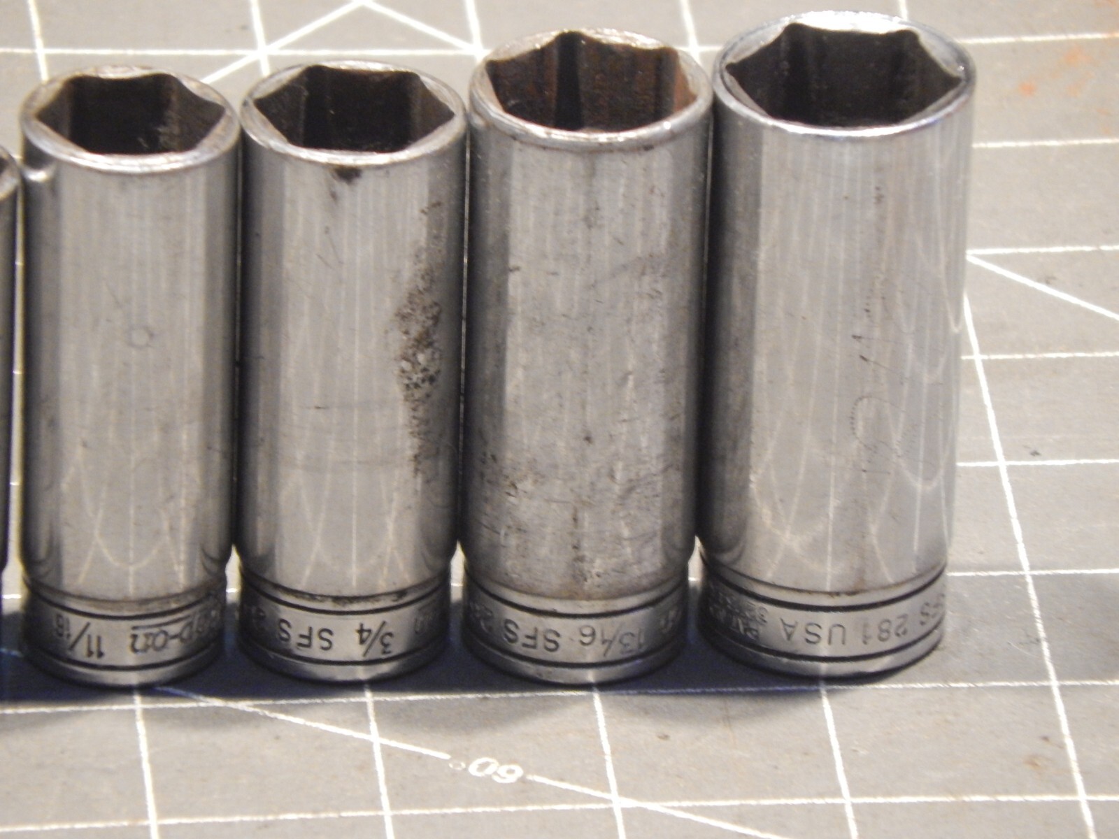Snap On 11Pc MINUS 1 SAE 3/8″ Drive Deep Socket Set 5/16″ 7/8″ 6Pt Dr 211sfsy