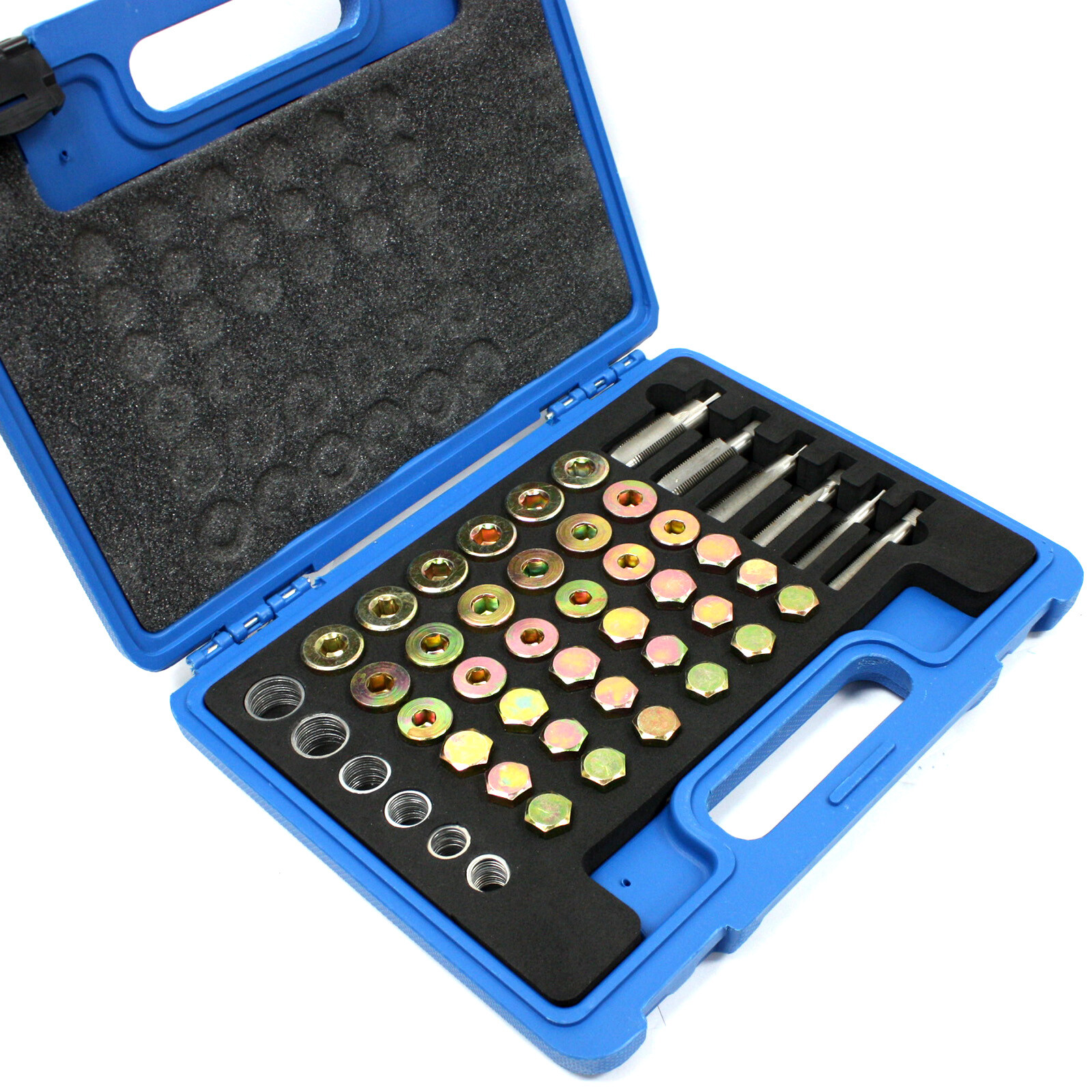 114PC Oil Pan Drain Sump Plug Key Thread Repair Tool Kit Set Drain plug w/ Case