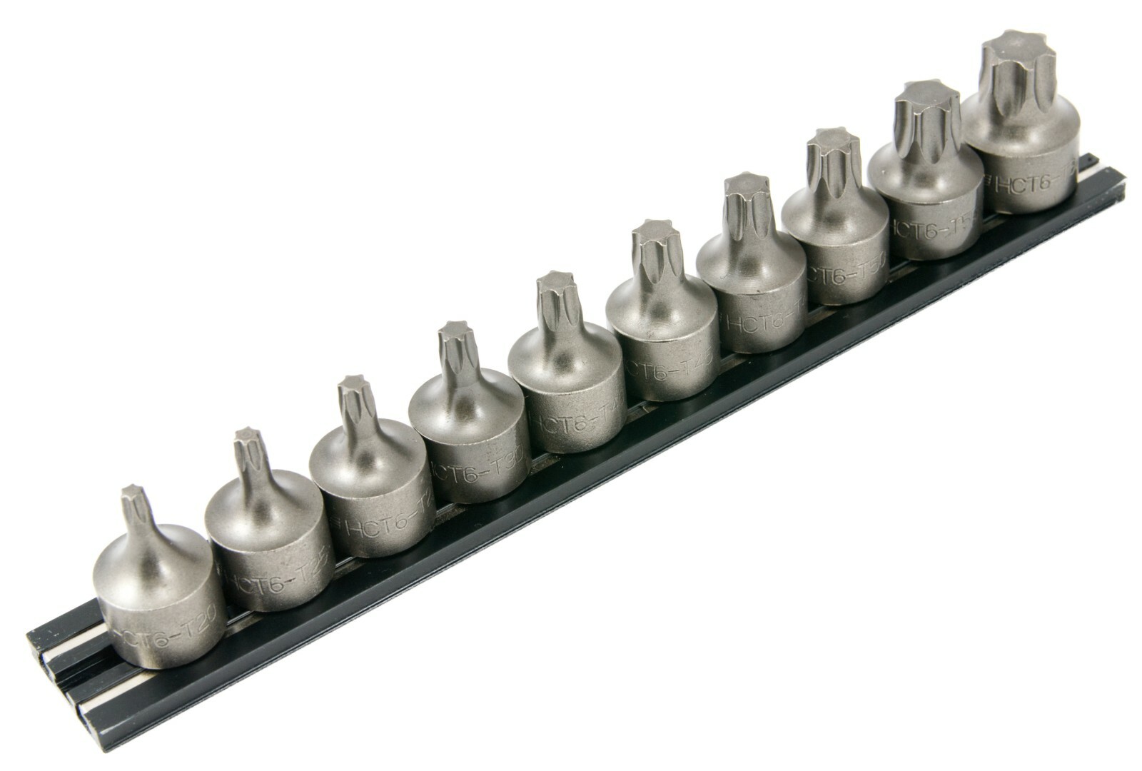 10 Piece Torx Impact 3/8″ Sq. DR Socket Set w/ Magnetic Storage Rail T-20 – T60