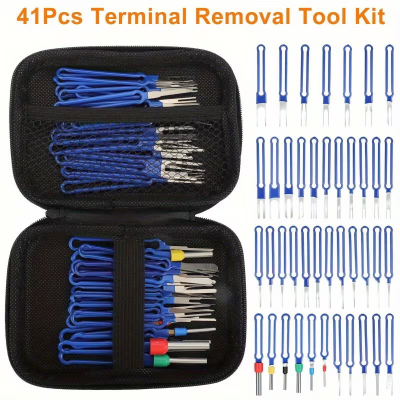 41pcs Pin Extractor Tool Terminal Ejector Connector Removal Kit w/Protective Bag