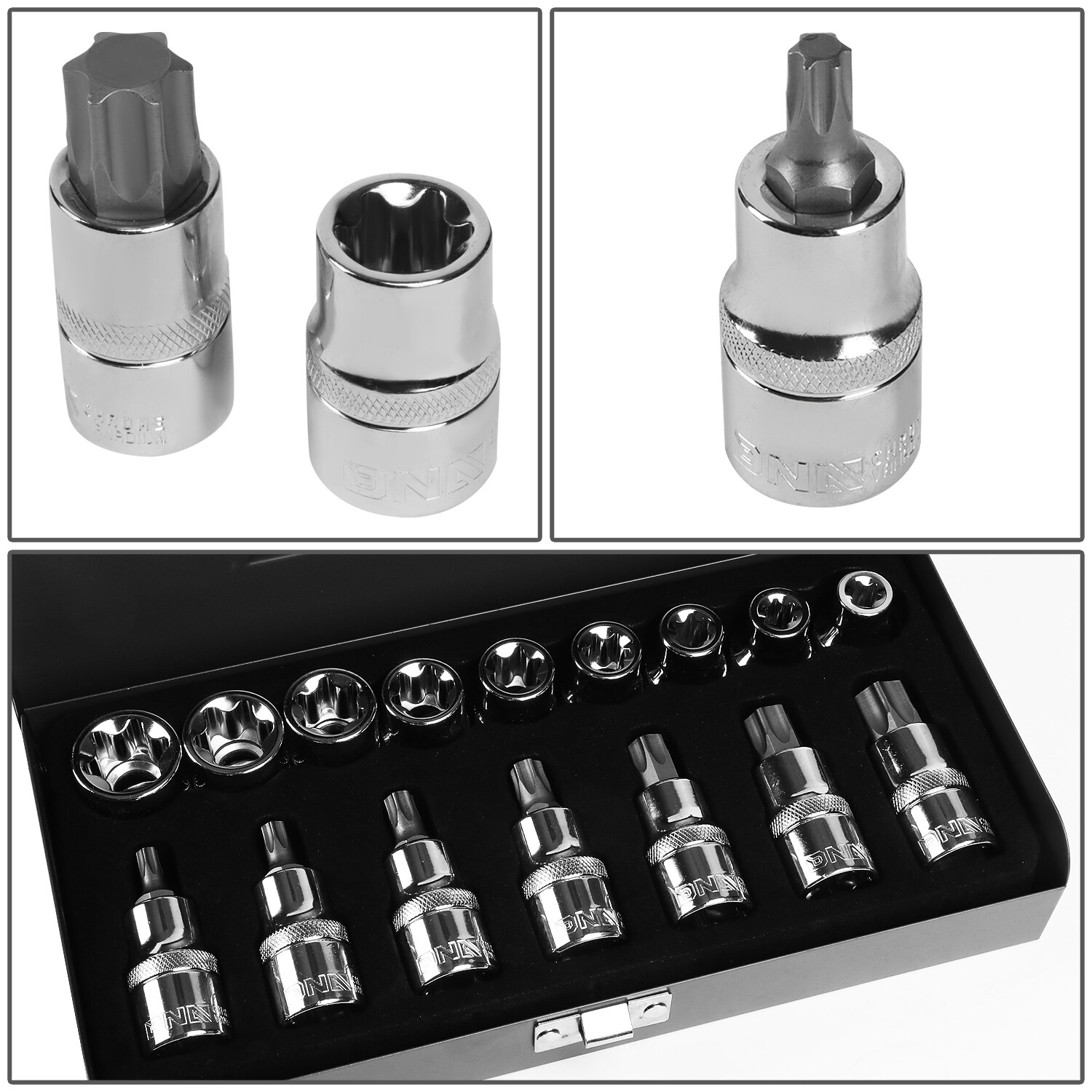 7Pc Internal & 9Pc External Torx Socket Hand Tool Kit 1/2″ Drive w/Carrying Case