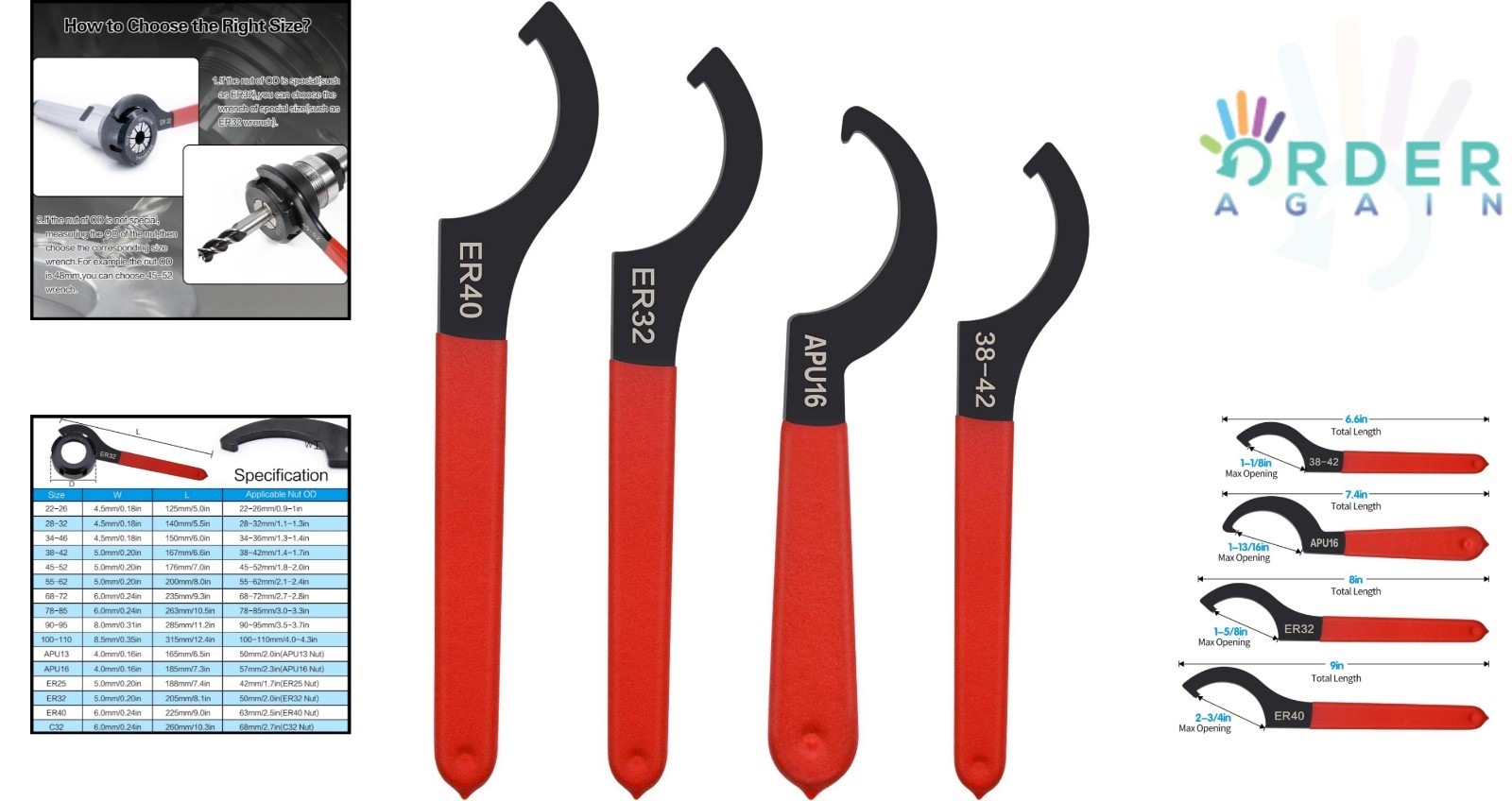 Coilover Spanner Wrench Set Alloy Steel Rubber 4pcs Universal Adjustment