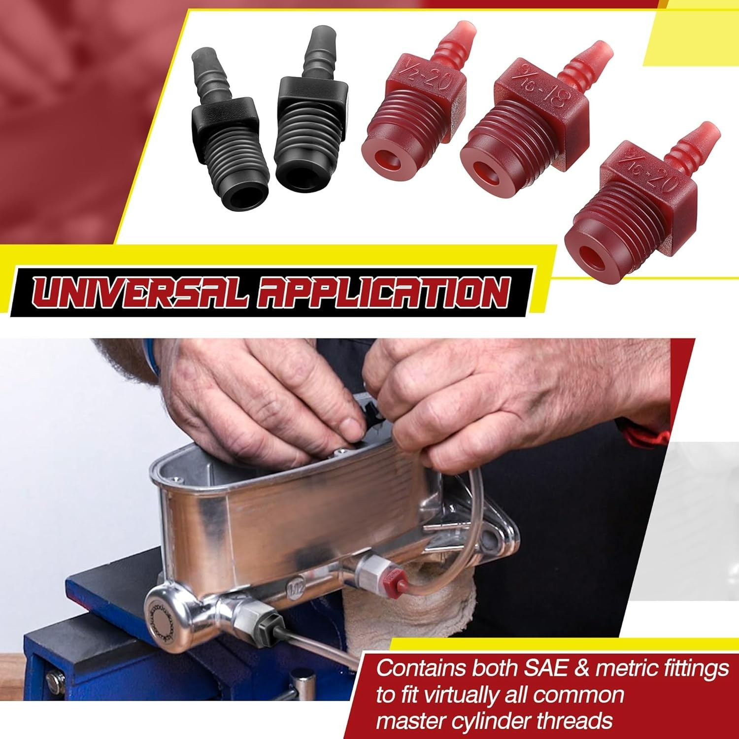 Durable Brake Master Cylinder Bleeder Kit with Clear Hose & 20 Adapters Included
