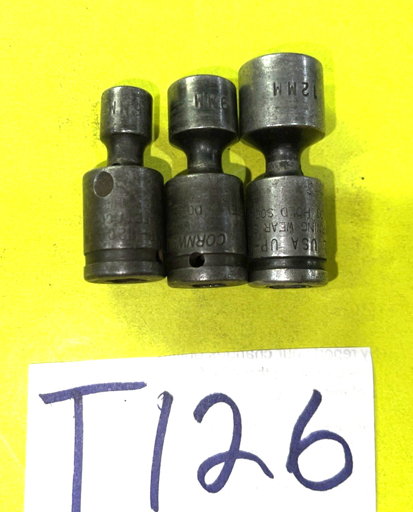 CORNWELL TOOLS 3 PIECE 1/4 DRIVE METRIC IMPACT SWIVEL SOCKETS 6, 9, 12MM