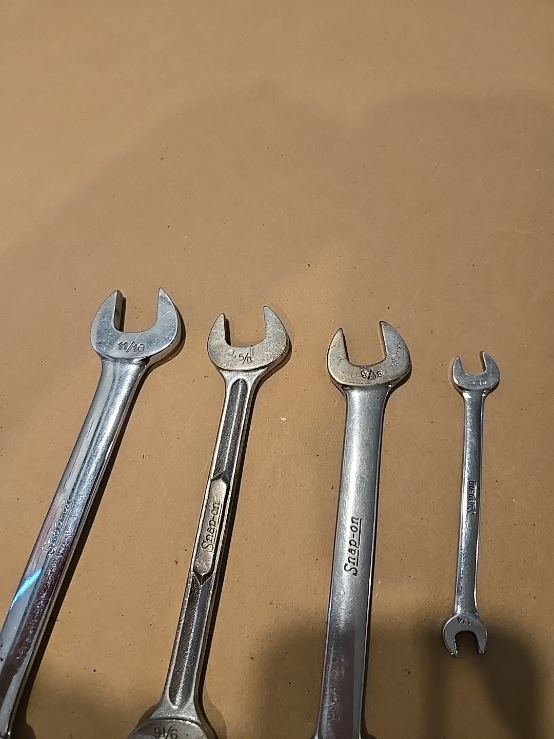 Snap On 1/4″-5/16″,1/2″-9/16″,9/16″-5/8″,5/8″-11/16″ SAE Open End Wrenchs USA