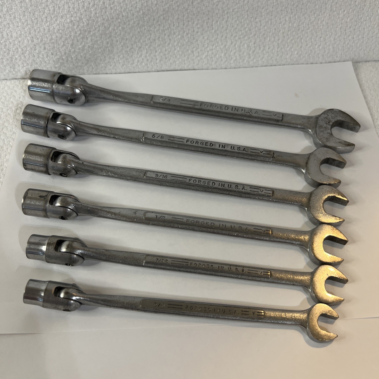 Craftsman Flex Head Socket Wrench 6 Piece Set 12 Point 3/8-3/4 SAE Vintage USA