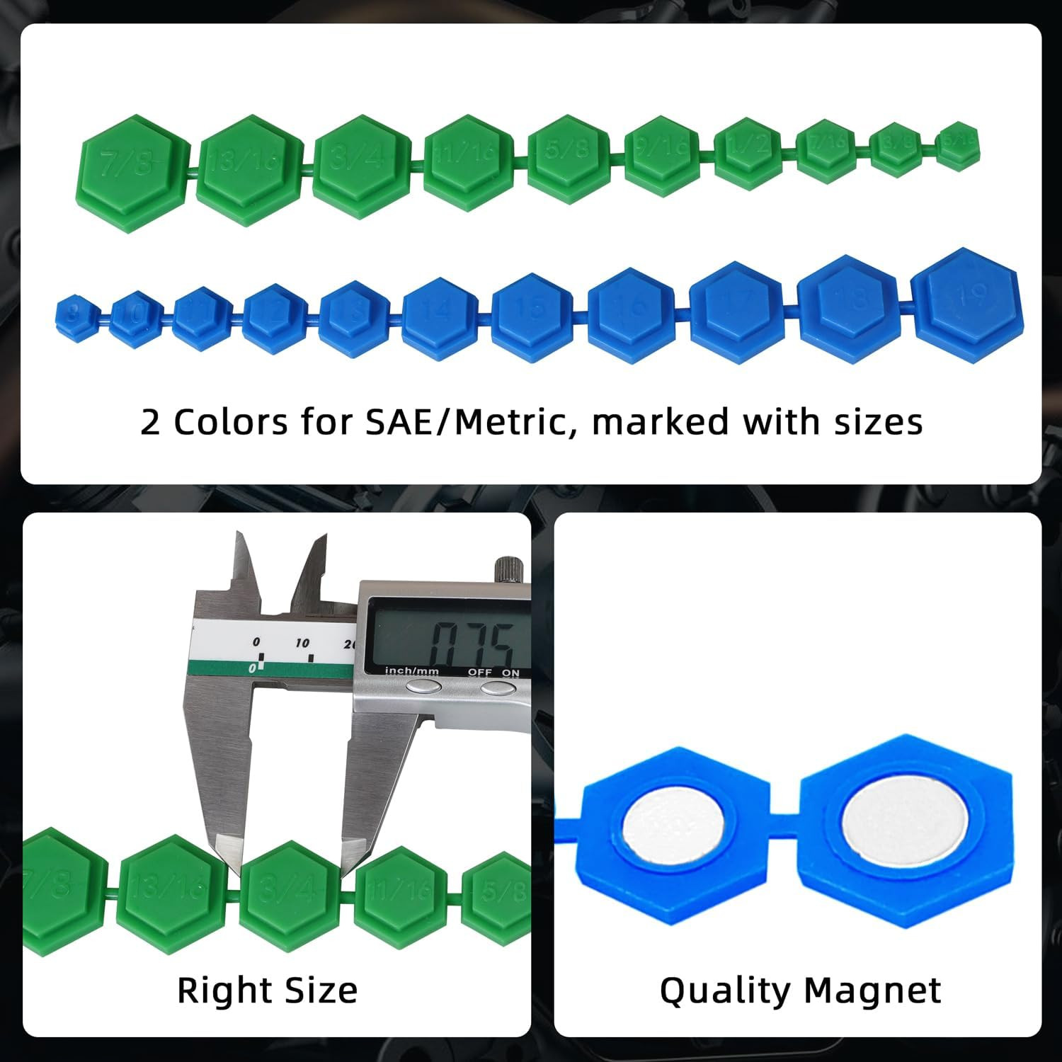 21pcs Magnetic Socket Inserts Tool Set SAE and Metric Sets 8-19mm & 5/16″-7/8″