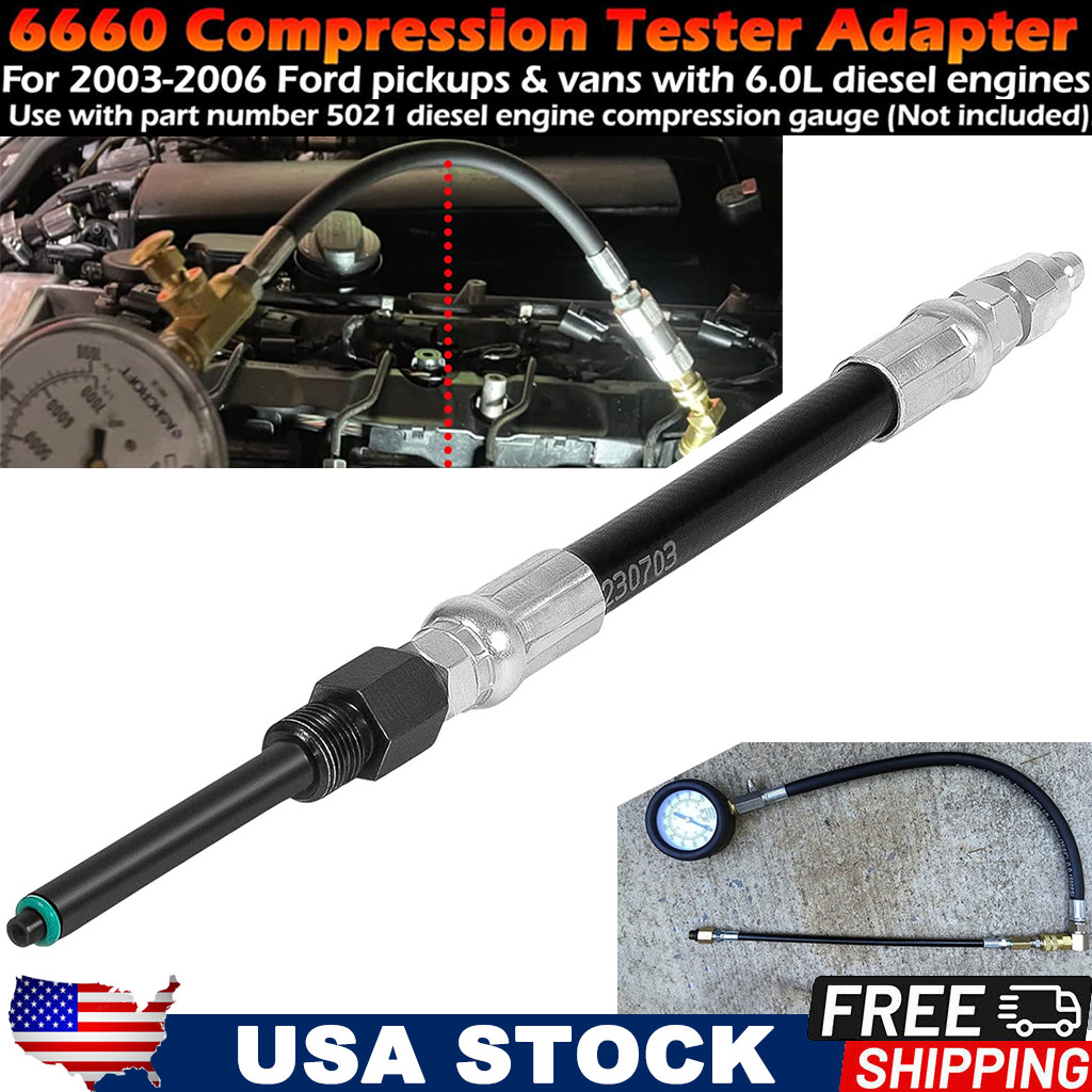 For Ford 6.0L Diesel 6660 Compression Tester Adapter Hose w/ O-Ring 2003-2006