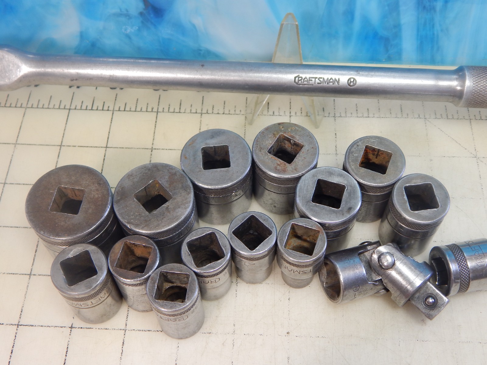 Vintage 1940’s Craftsman 1/2″ Dr. 16pc Socket Set, Breaker Bar, ALL -H- Series