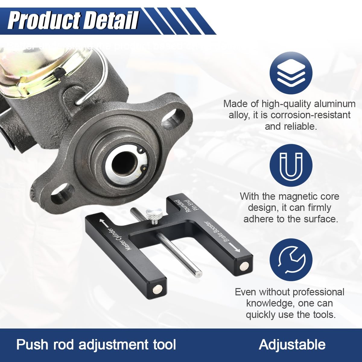 Tuxihapp Car Brake Booster Push Rod Adjustment Tool, Auto Master Cylinder Push R