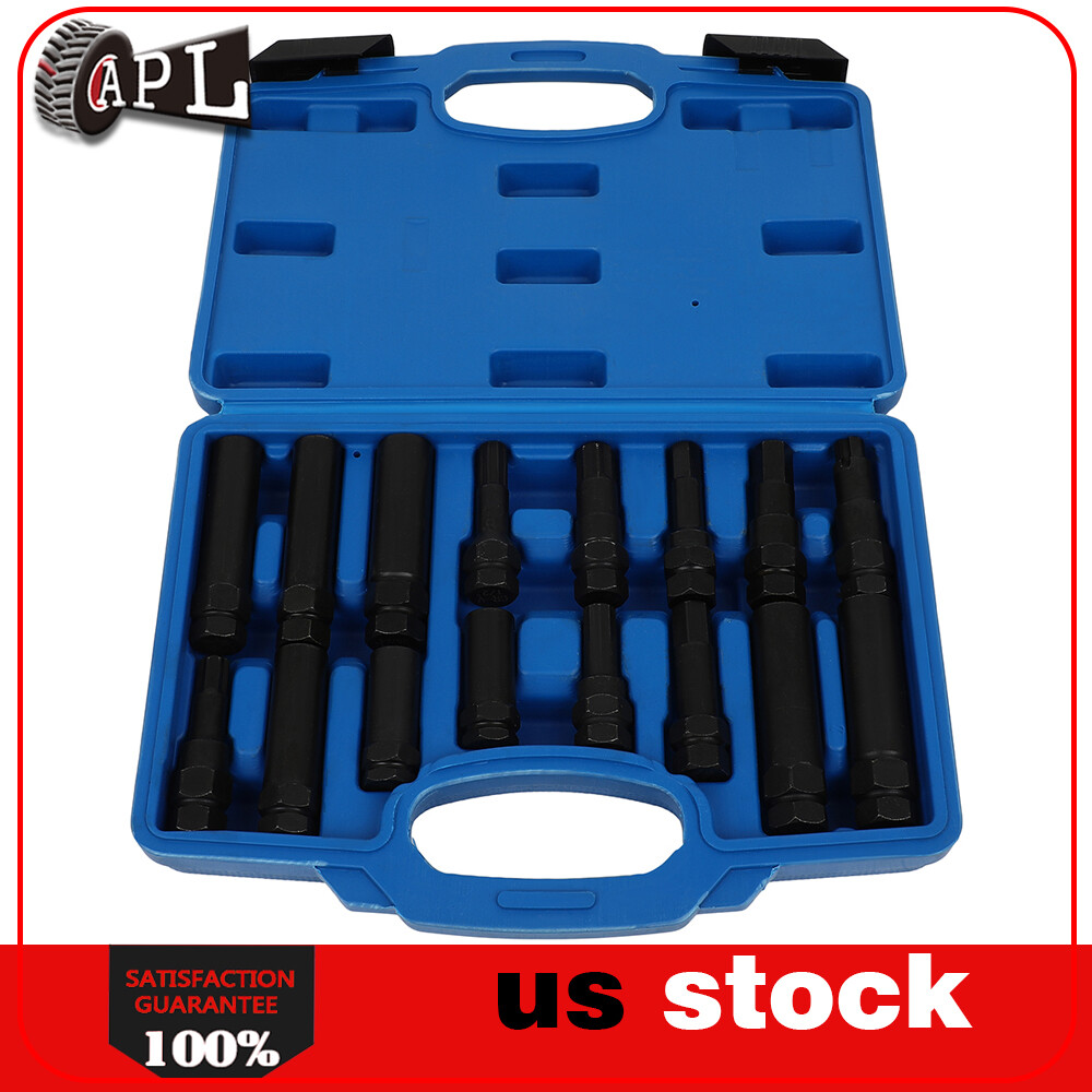16Pcs Locking Lug Nut Master Set Removal Tool Kit Wheel Lock Key Double Hex-Head