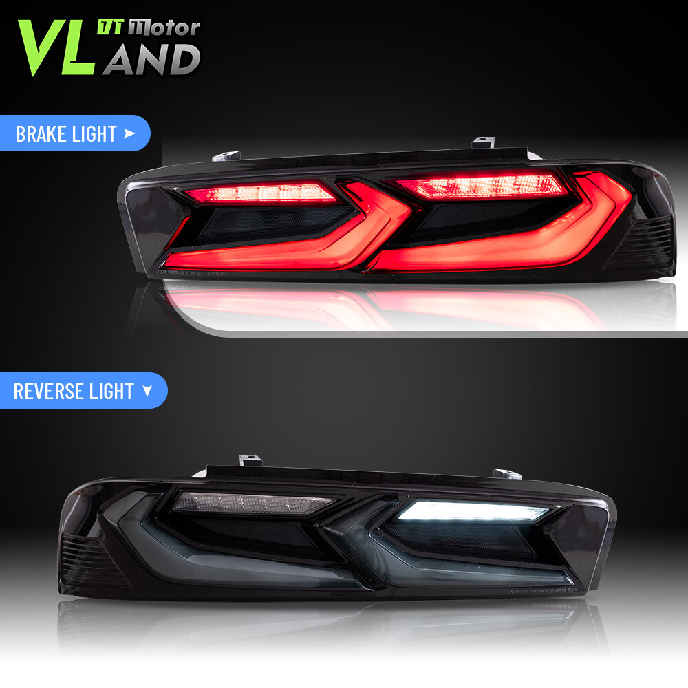 Set VLAND FULL LED Tail Lights For Chevy Camaro 2016-2018 DRL Smoked Rear Lights
