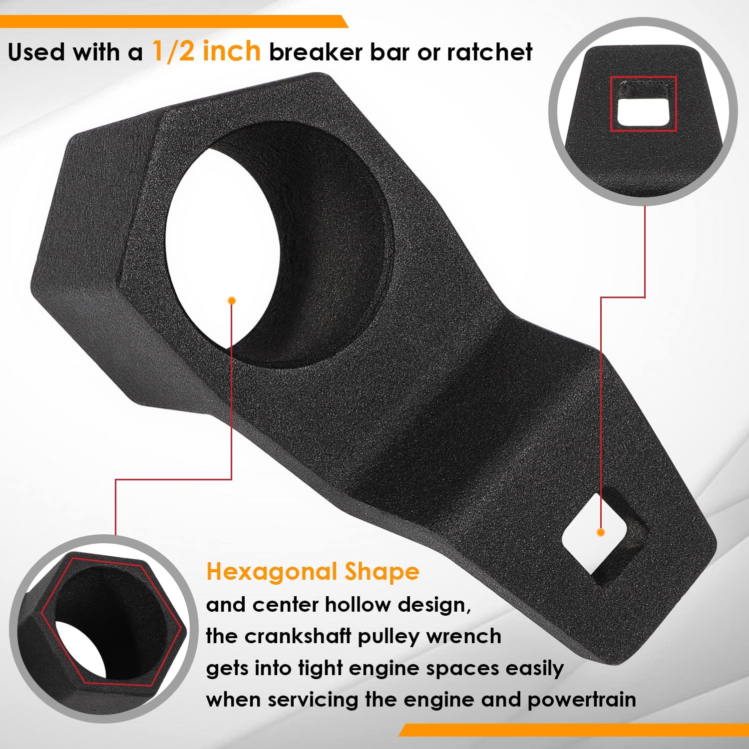19mm Harmonic Balancer Socket & 50mm Crank Pulley Wrench Tool for Honda Acura