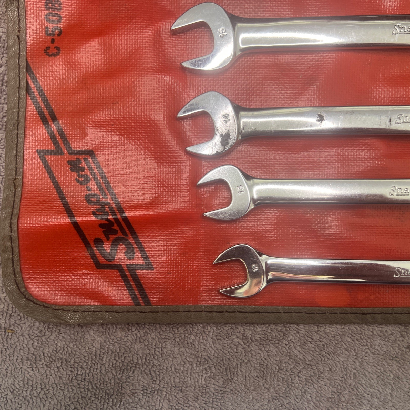 Snap-on 5pc Metric 12pt Combo Wrench Set 12mm 13mm 14mm 15mm 17mm/ C-508 case