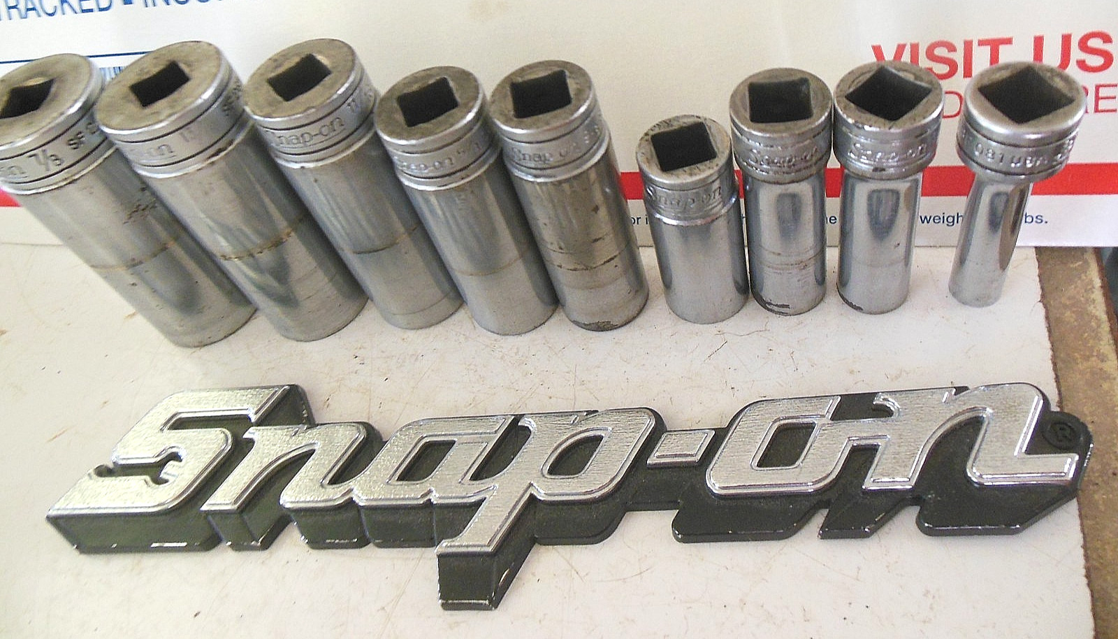 SNAP-ON 3/8″ DRIVE 9PC SAE 12PT DEEP SOCKET SET 3/8″-7/8″ NO. SF-081 TO SF-281