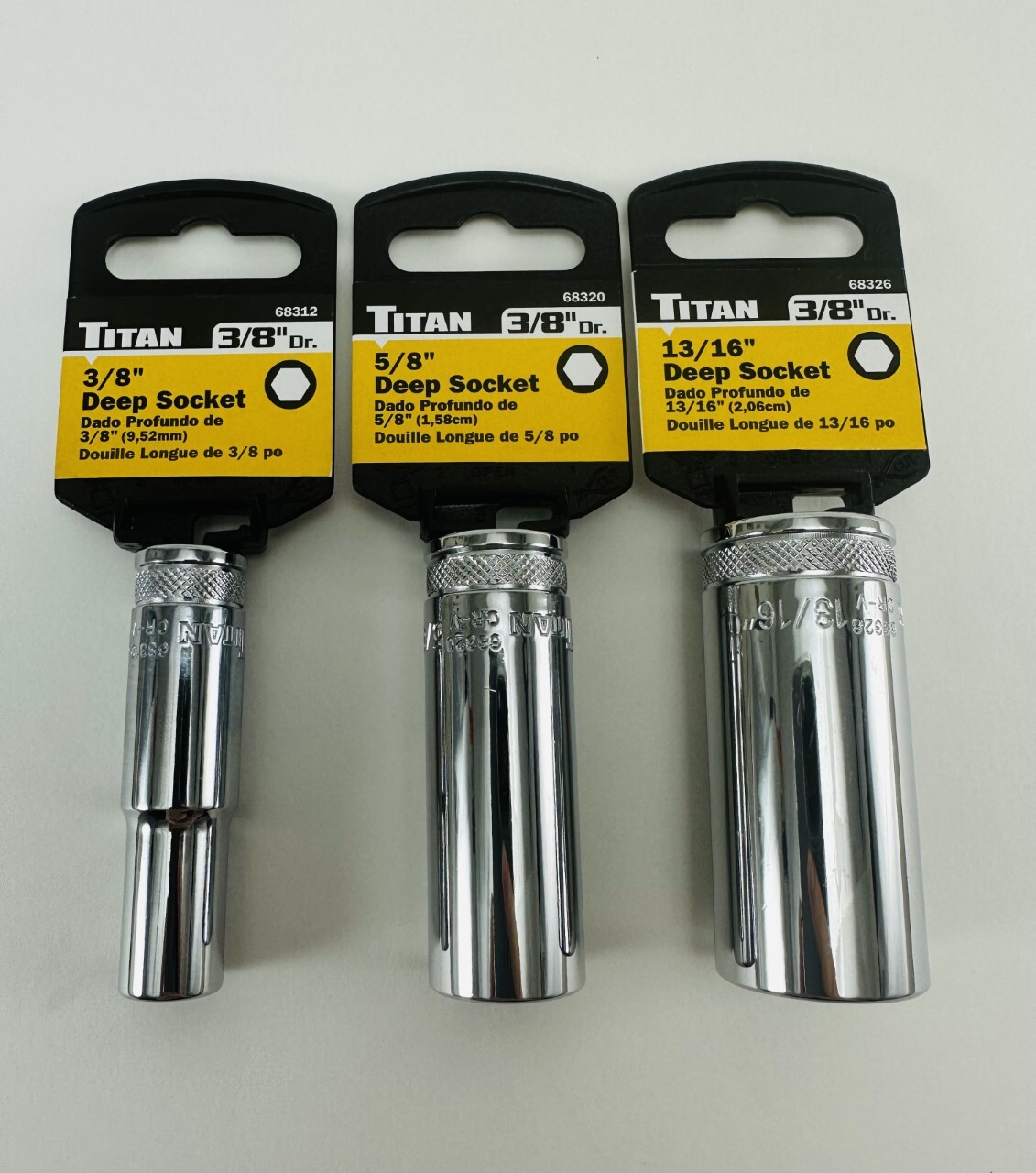 Titan INDIVIDUAL 3/8” Drive Deep SAE Standard Socket Choose From 1/4″ – 1″