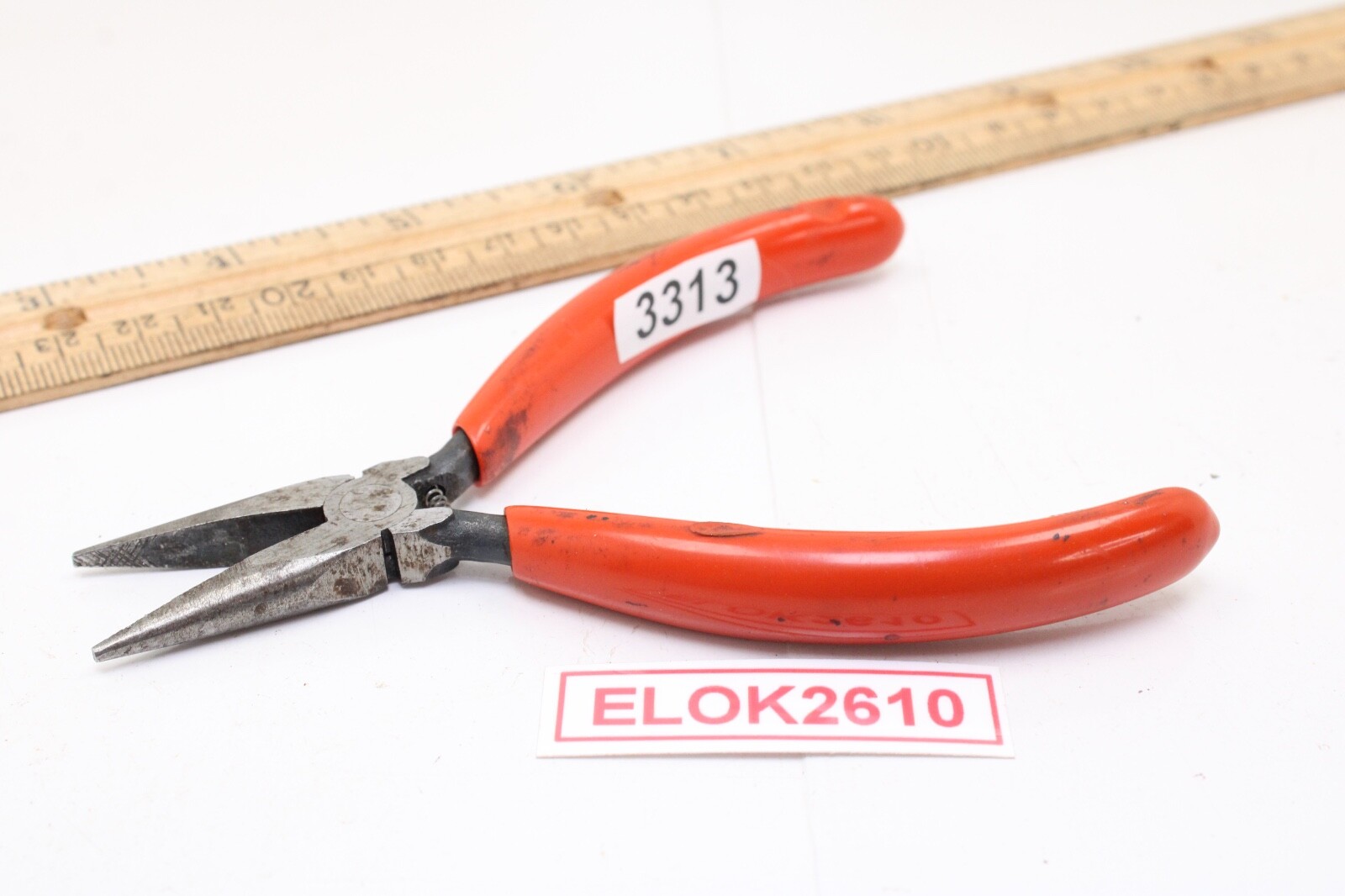 Jensen 1B007 4-1/2″ Miniature Needle Nose Red Rubber Handle Pliers USA