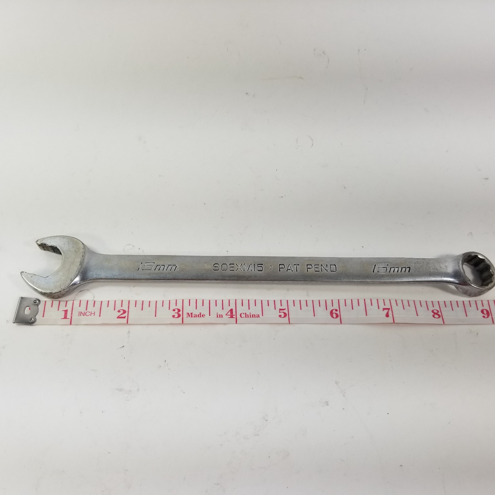 Snap On USA 15MM 12PT Metric Flank Drive Plus Chrome Combination Wrench SOEXM15