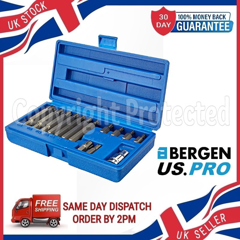 14PC 1/2″ DR DRIVE M5 – M14 5MM-14MM RIBE SOCKET BIT SET WITH 10MM ADAPTER CASE