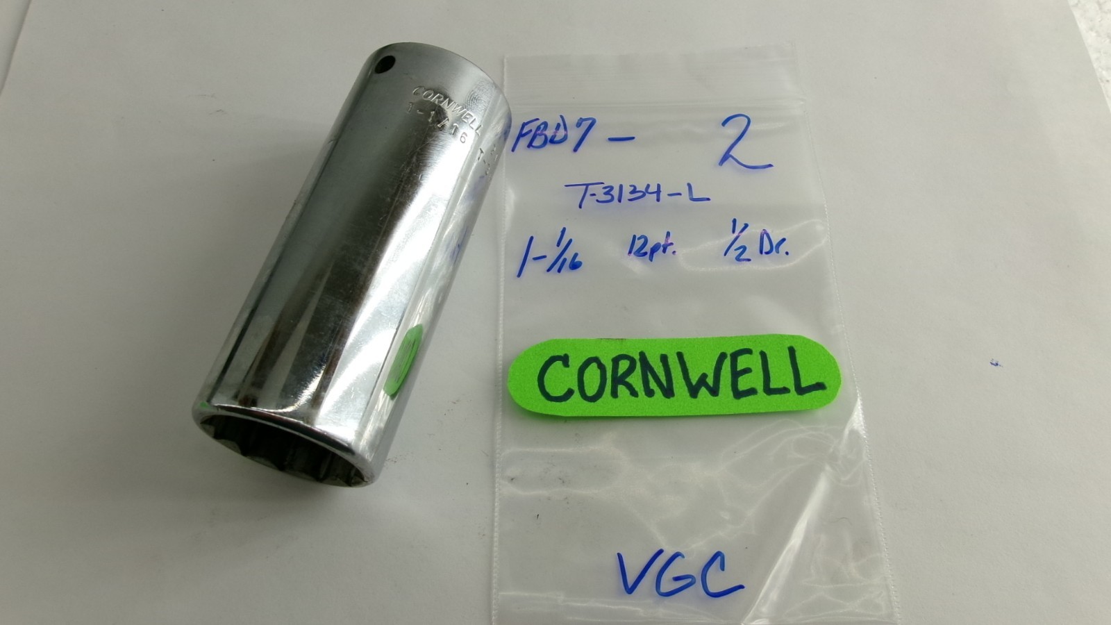 Cornwell tools 1/2″ drive 1-1/16″ SAE 12 point Deep Socket T-3134-L Nice!