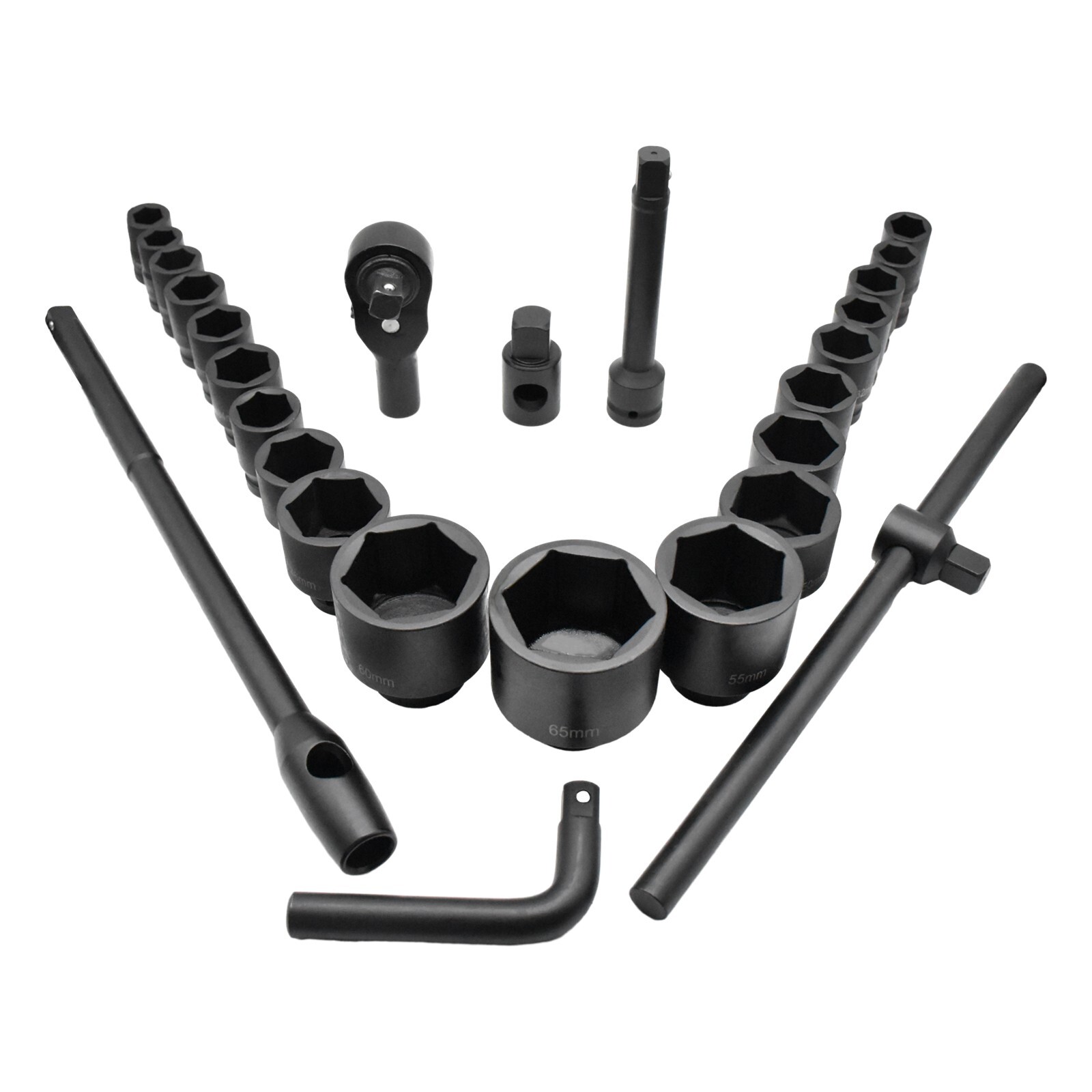Impact Socket Set 26 PCs 3/4″ Drive 6 Point Metric Master 21mm-65mm Sockets US