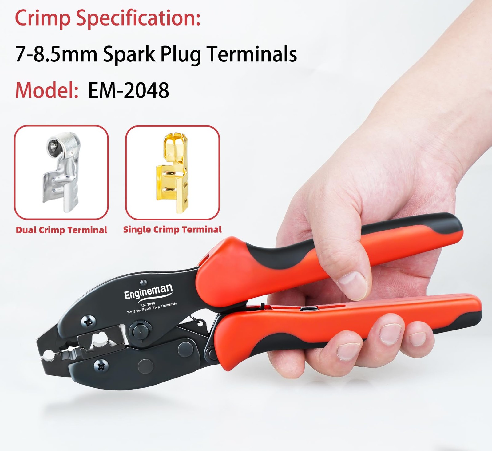 ENGINEMAN Spark Plug Wire Crimping Tool Kit, Ratchet Black and Red