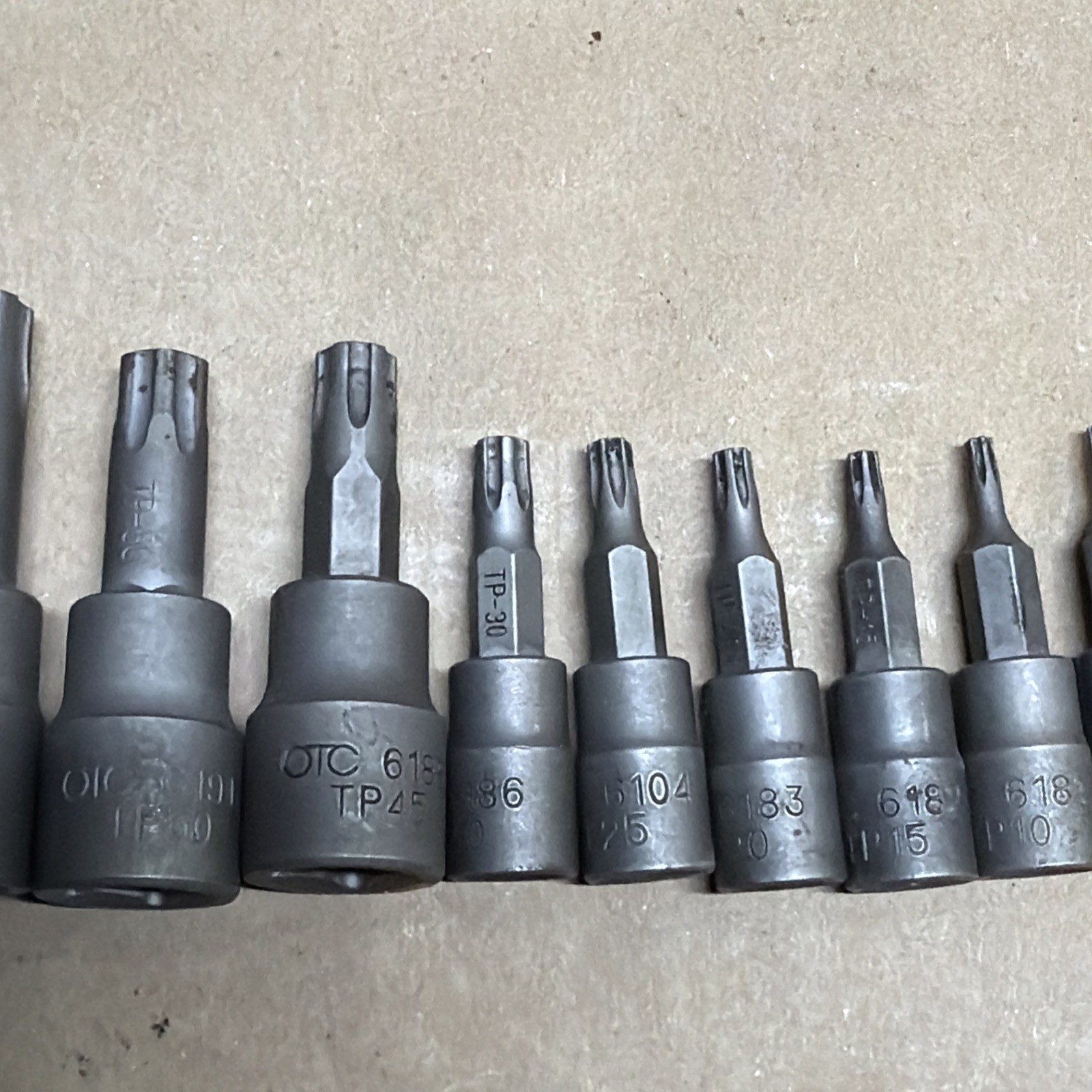 OTC Torx Plus Bit Sockets Lot of 10 TP(70,60,55,50,45,30,25,20,15,10,8) Used Lot