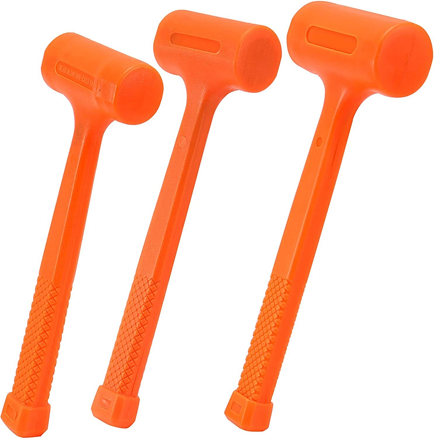 3 pc Dead Blow Mallet Hammer 2 Lb, 3 Lb, 4 Lb Full Neon Body Mallets Set