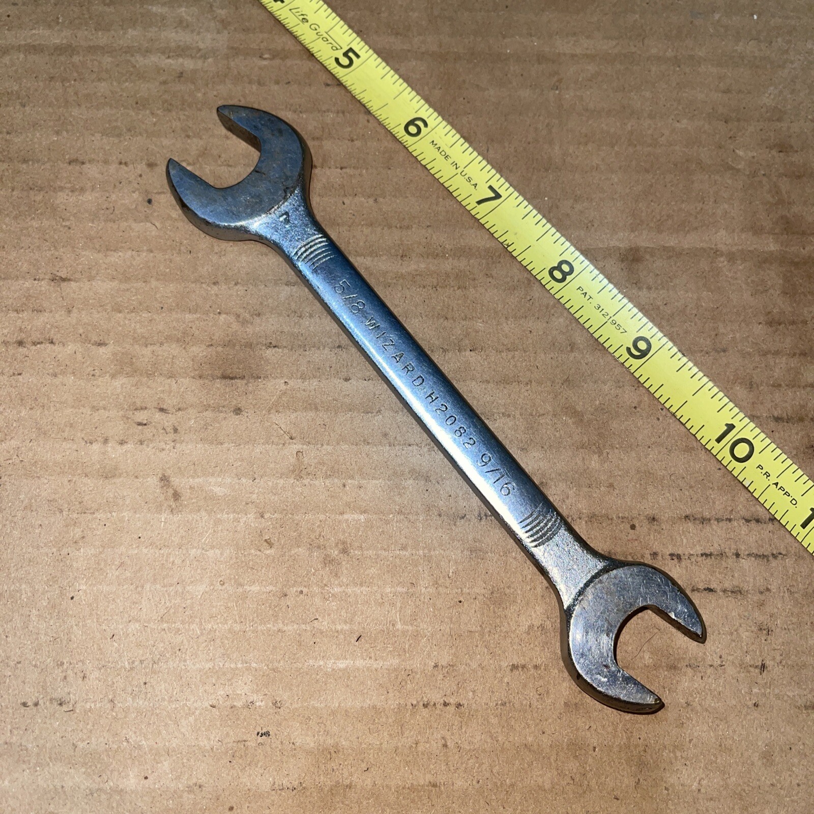 Wizard USA H2082 5/8 in X 9/16 in SAE Open Face Wrench Indestro Vintage