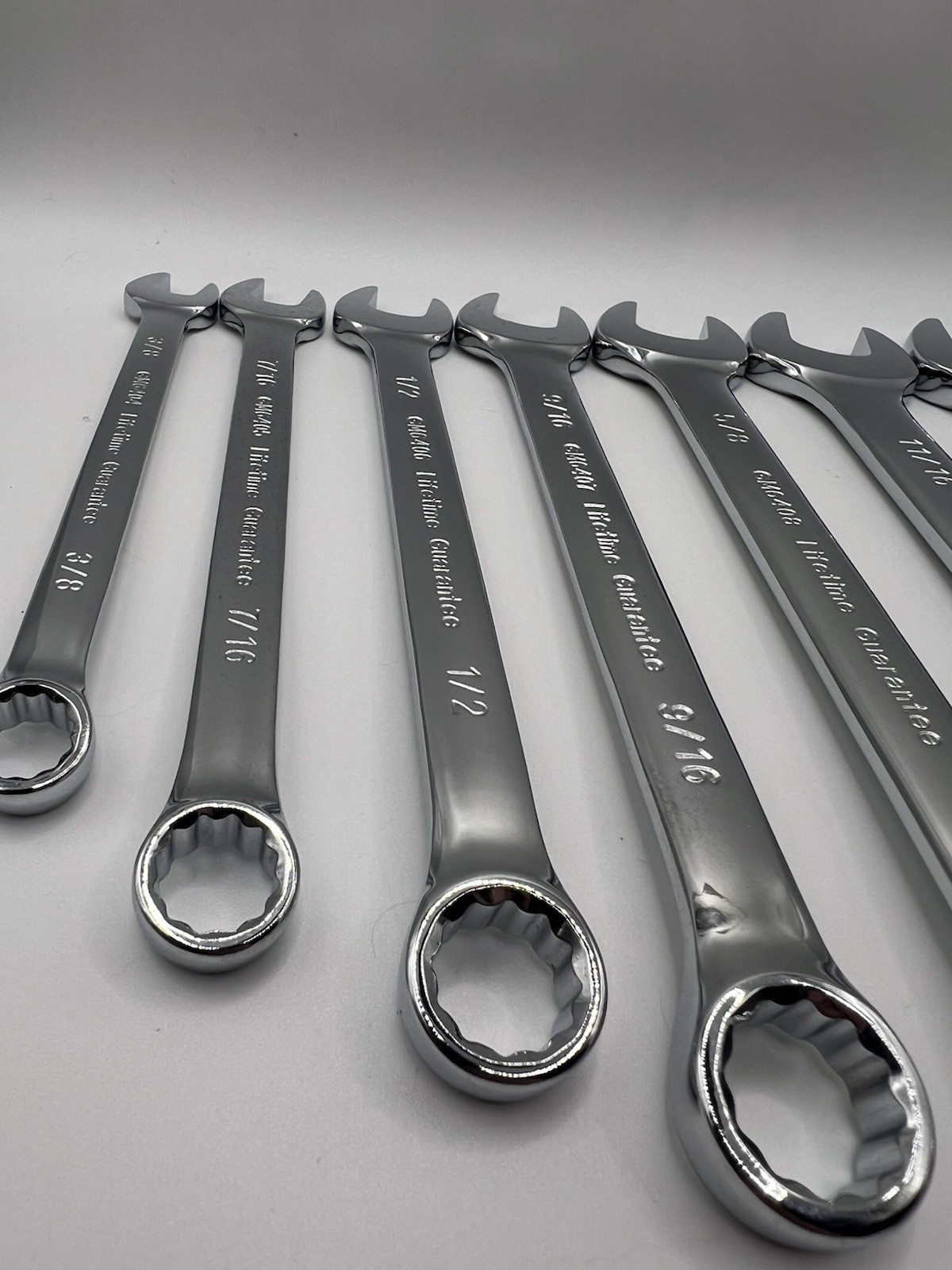 Power Torque 9pc Combination Wrench Set SAE 12 Point 3/8 to 7/8 Polished NOS