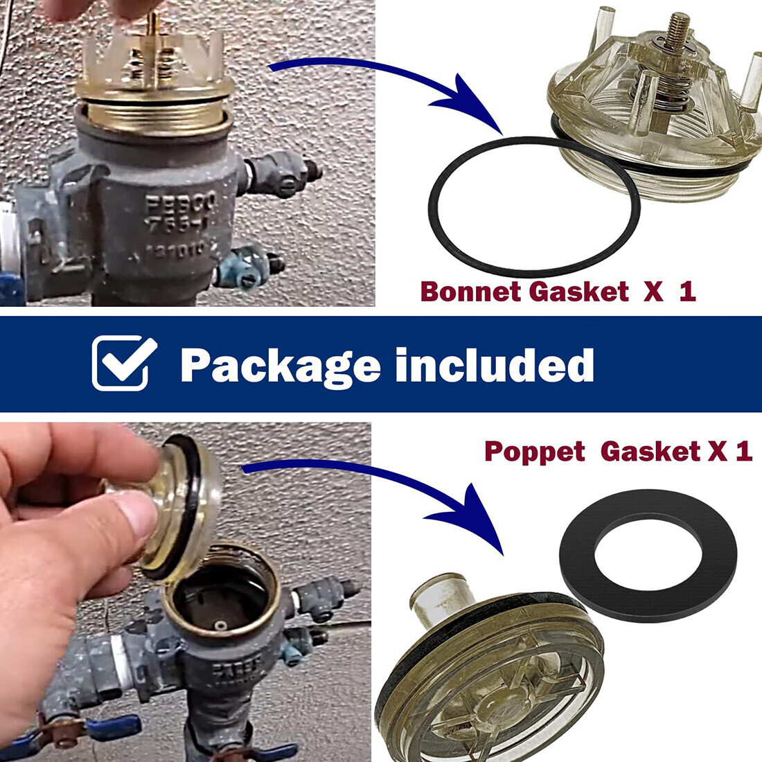 Fits for Febco 765 94138 Gasket Repair Kit 1-inch PVB Bonnet Poppet Kit