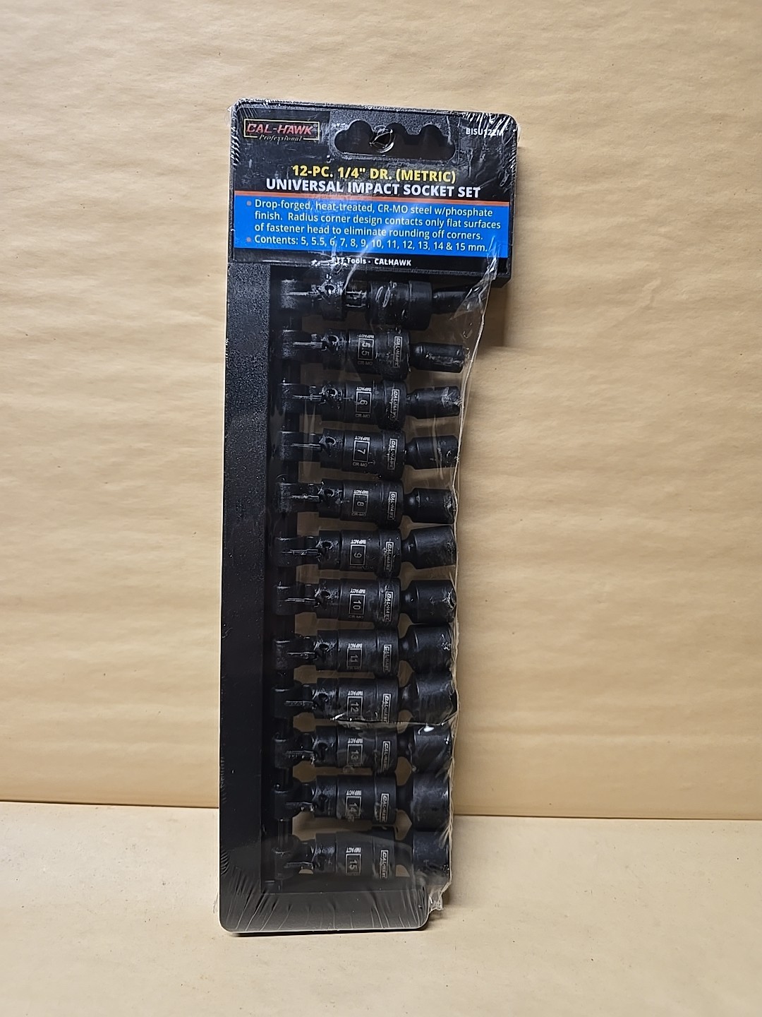 12 pcs 1/4″ Drive Universal Swivel Impact Socket Set Professional Metric Socket