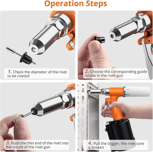 Proster Pneumatic Riveter – 5 Nozzles Rivet Gun, 3924LBF Pulling…