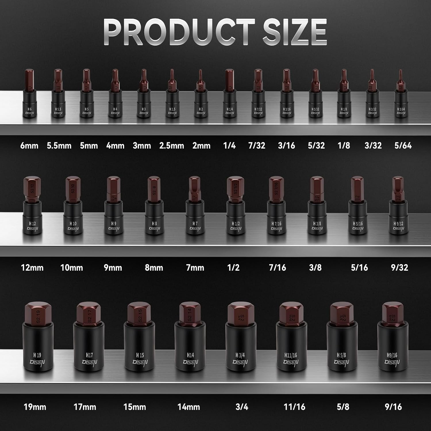 32-Piece Hex Bit Socket Set – SAE & Metric