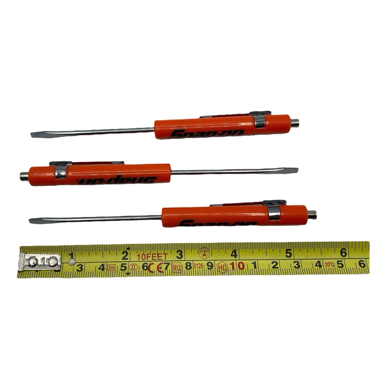 3 Pack Snap On Orange Pocket Screwdriver Flat Tip Blade and Magnetic End