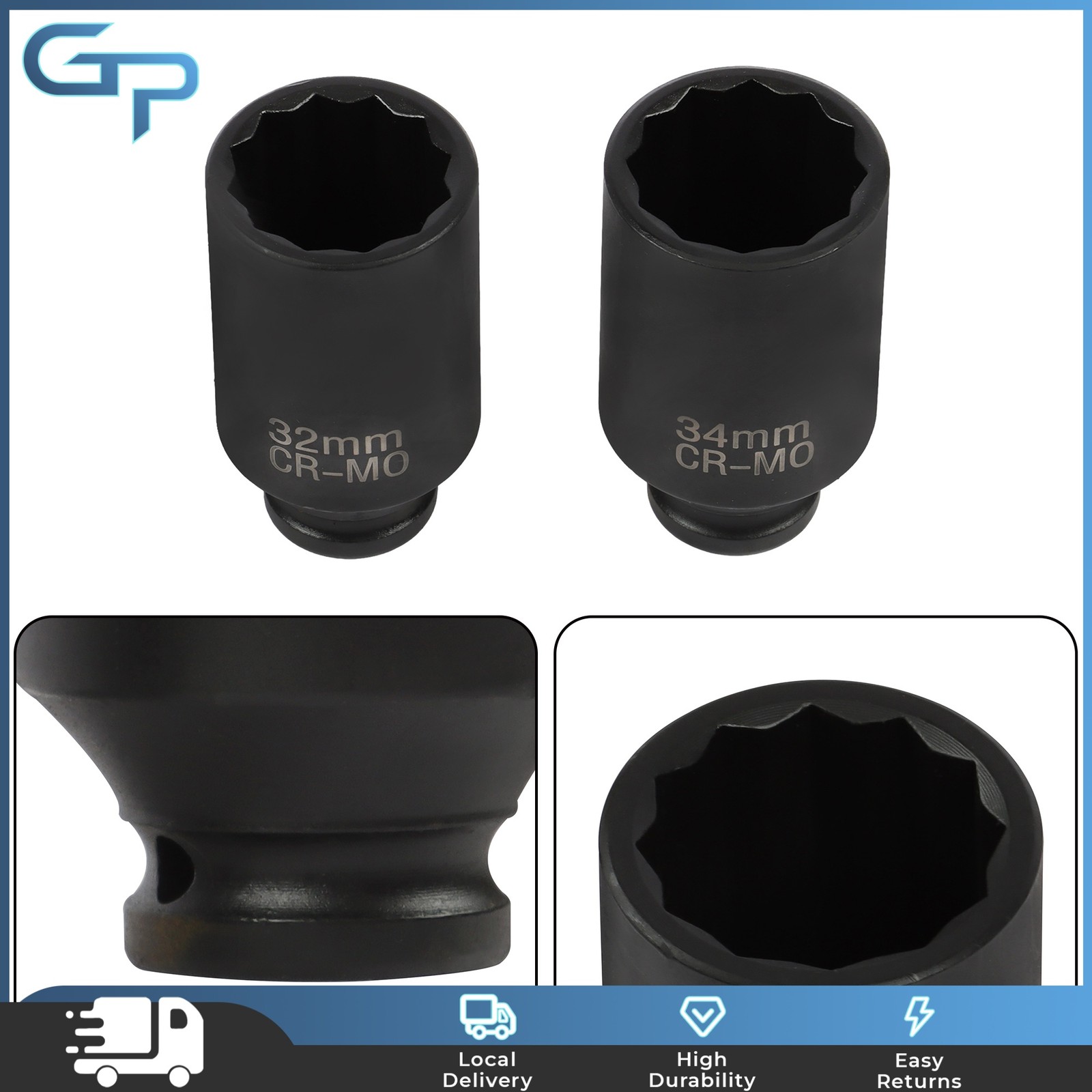 8PCS 1/2″ Drive Deep Spindle Axle Nut Impact Socket Set 29-39mm 12 Point