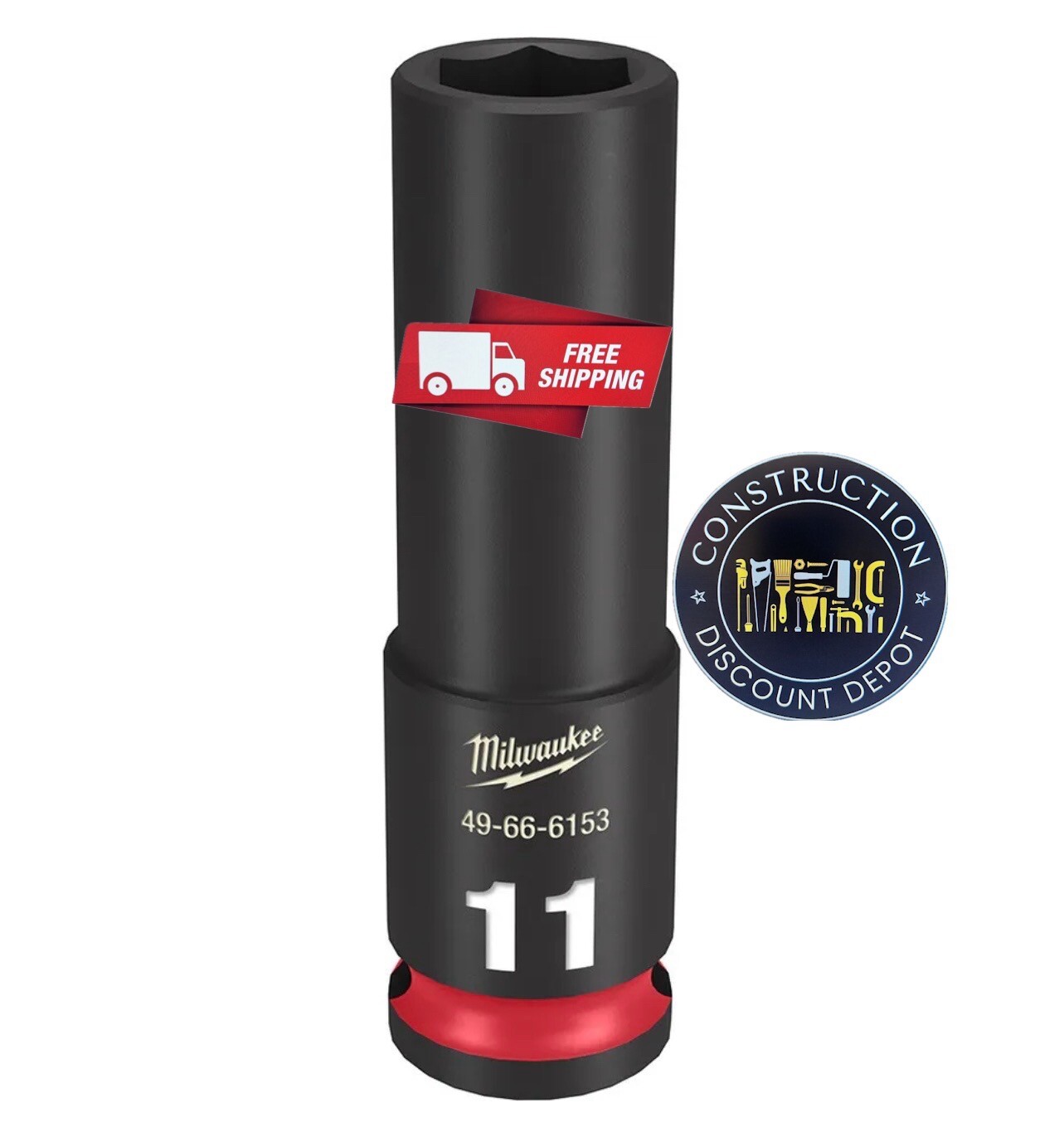 Milwaukee 49-66-6153 SHOCKWAVE Impact Duty 3/8 Drive 11mm Deep 6 Point Socket